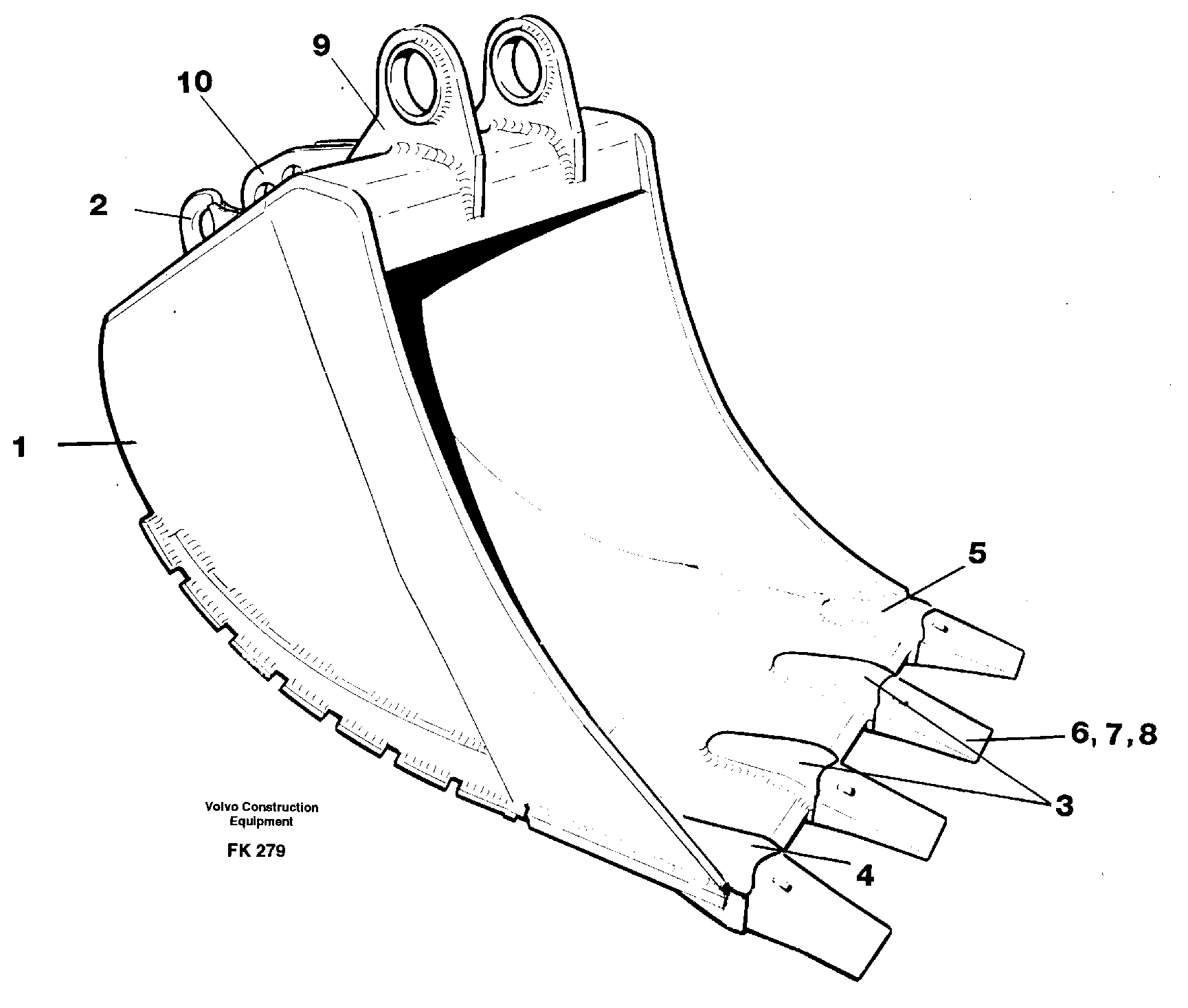 Buckets, direct fitting with plate cutting edges  14259231,14255884,14255324 — volvo parts diagram