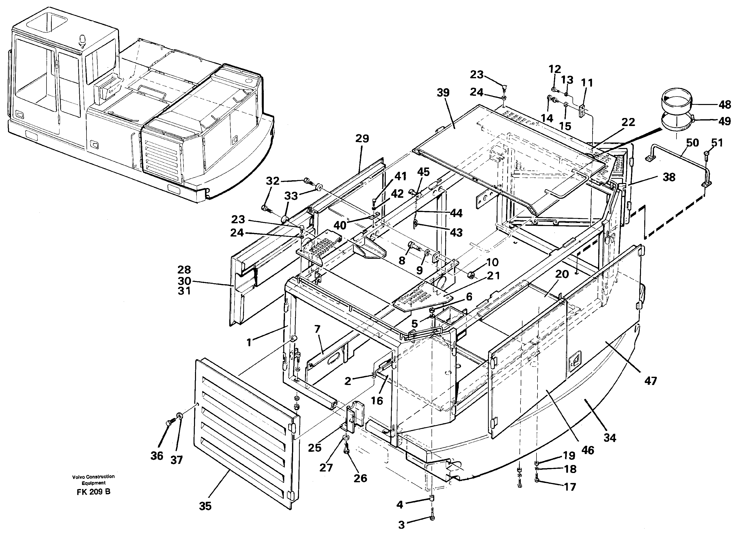 Frame, engine cover rear — volvo parts diagram