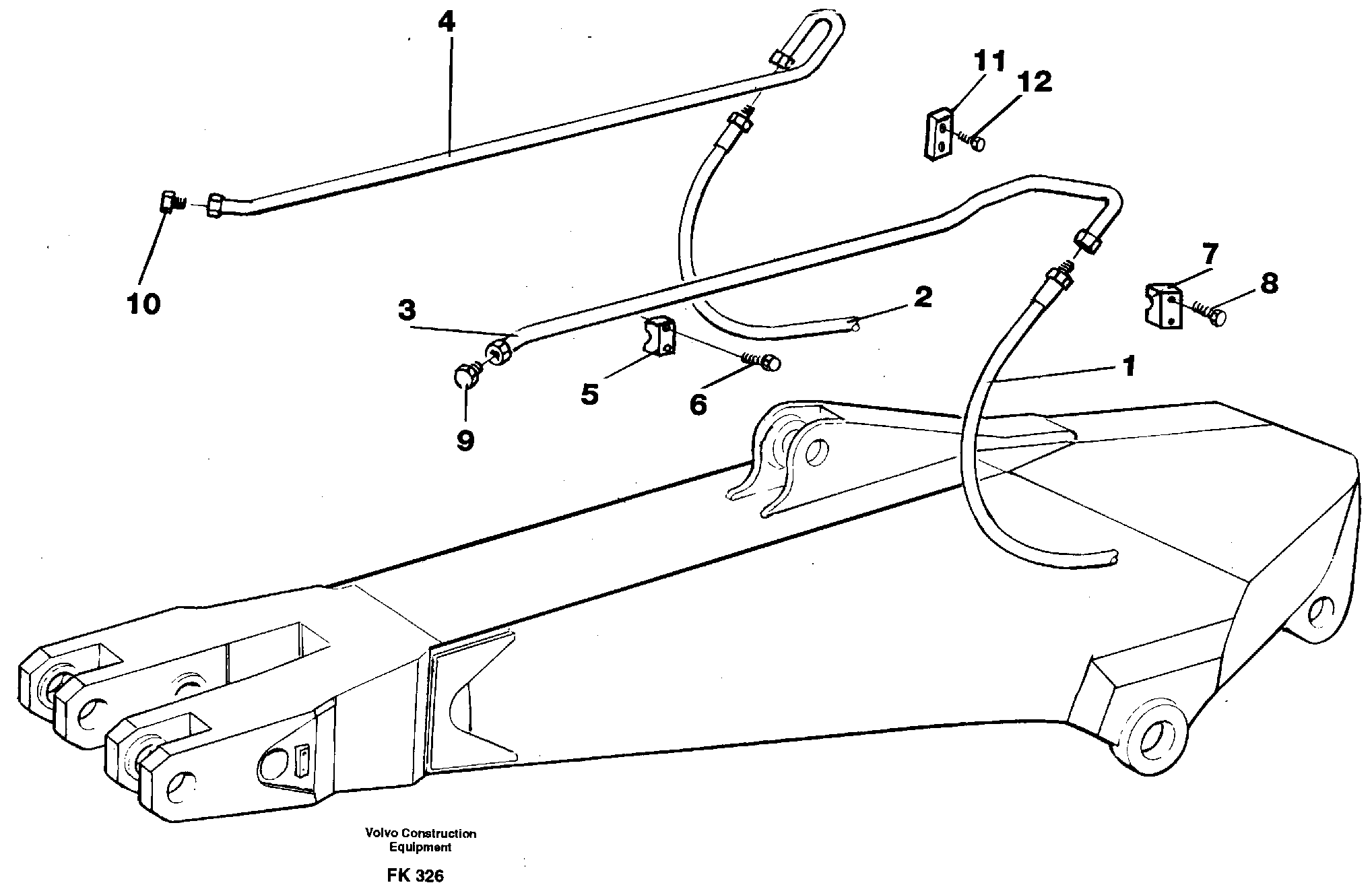 Hammer hydraulics on dipper arm, 2.00 m, 2.40 m, 2.80 m.  14256133,14256135,14256137 — volvo parts diagram