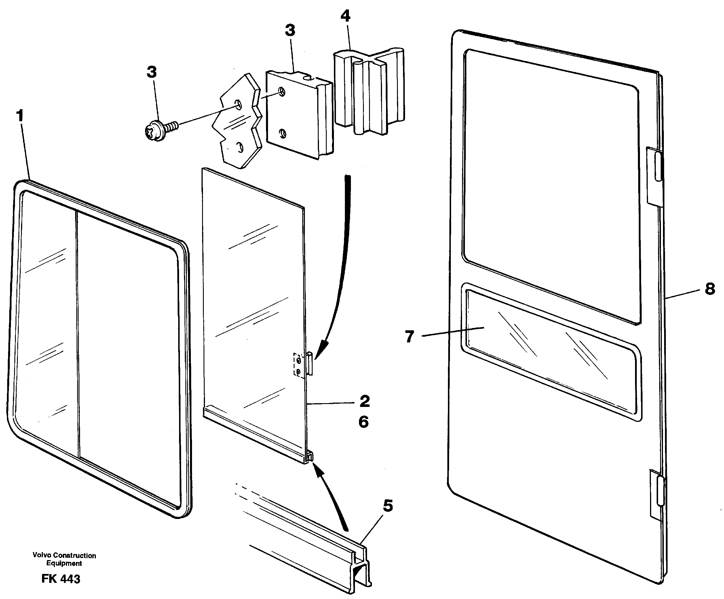 Sliding window  SER NO 2530 - — volvo parts diagram