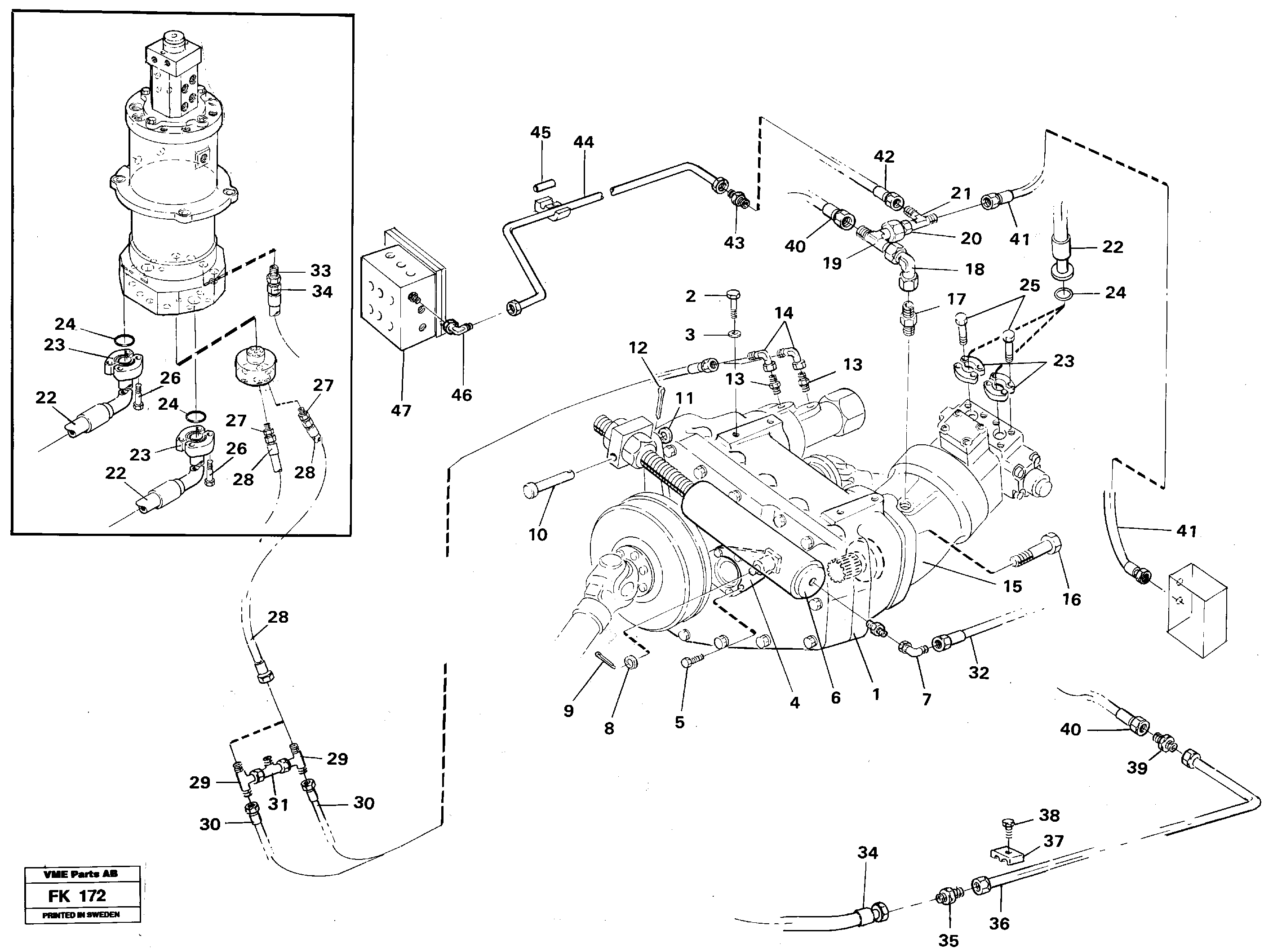 Hydraulic system, transport in undercarrige — volvo parts diagram