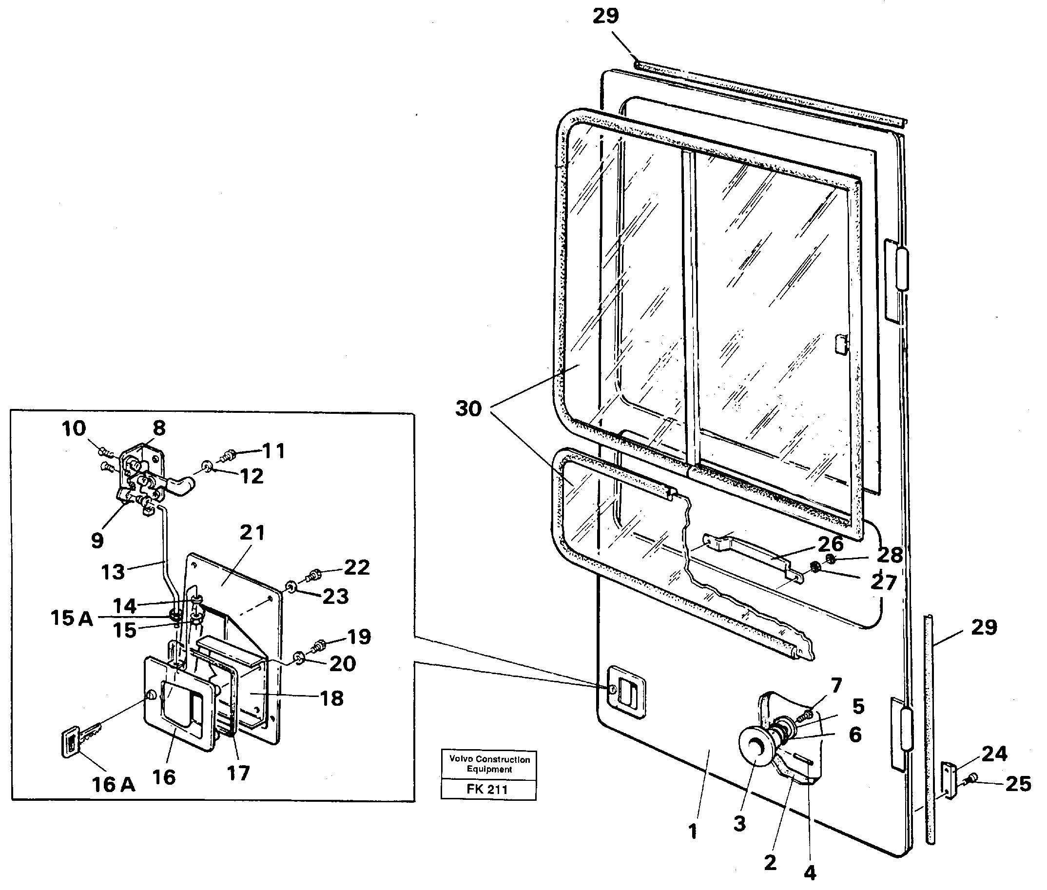 Door, operator's cab  SER NO -2529 — volvo parts diagram