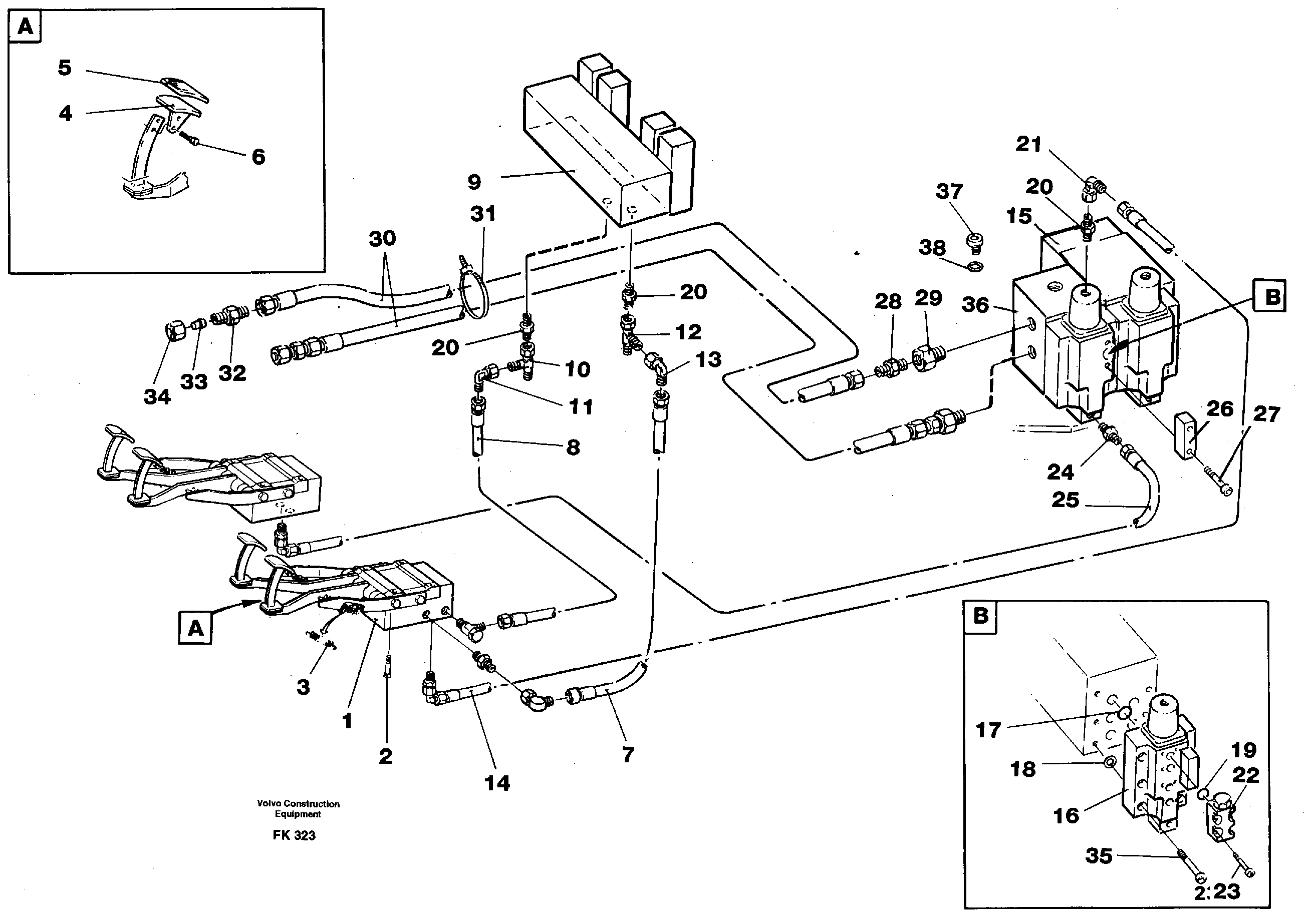 Pedal operated slope bucket/grab hydaulics on monoboom.  14257815 — volvo parts diagram