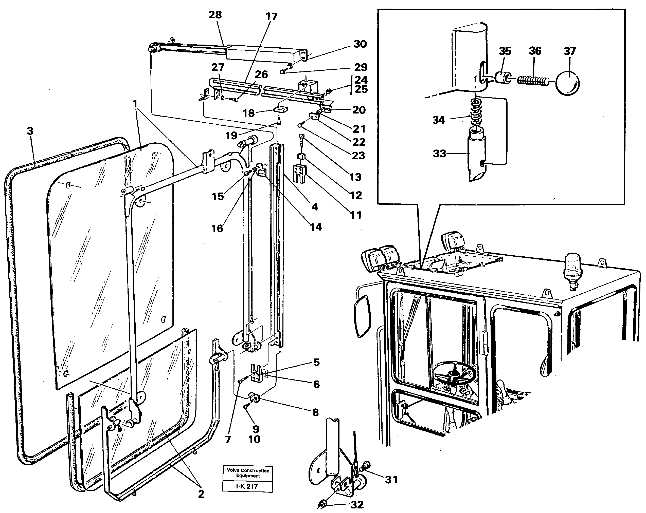 Front window Lifting device — volvo parts diagram