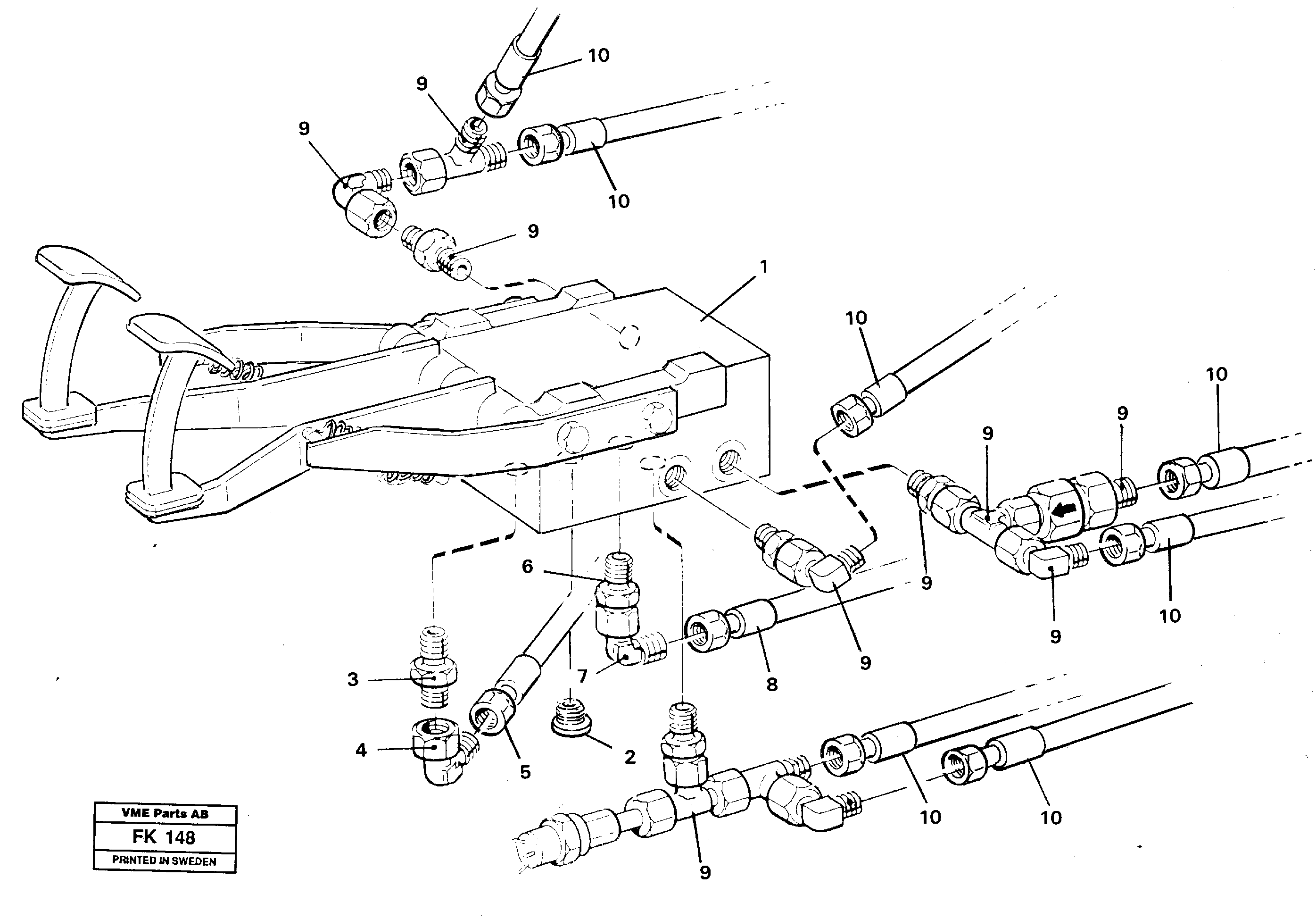 Hydraulic system Pedal valve, travel — volvo parts diagram