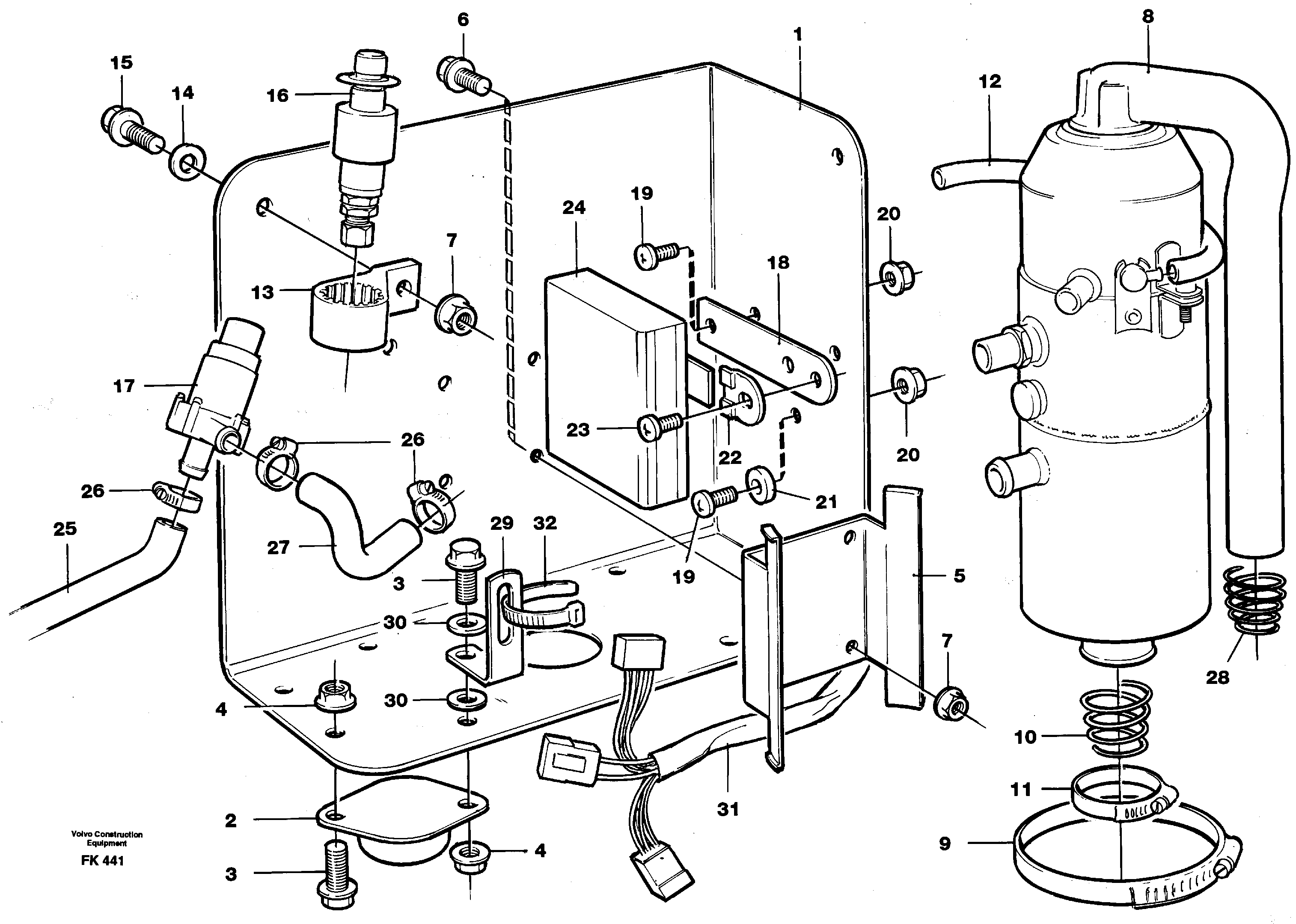 Heater, diesel  SER NO 2641- ,14264206 — volvo parts diagram