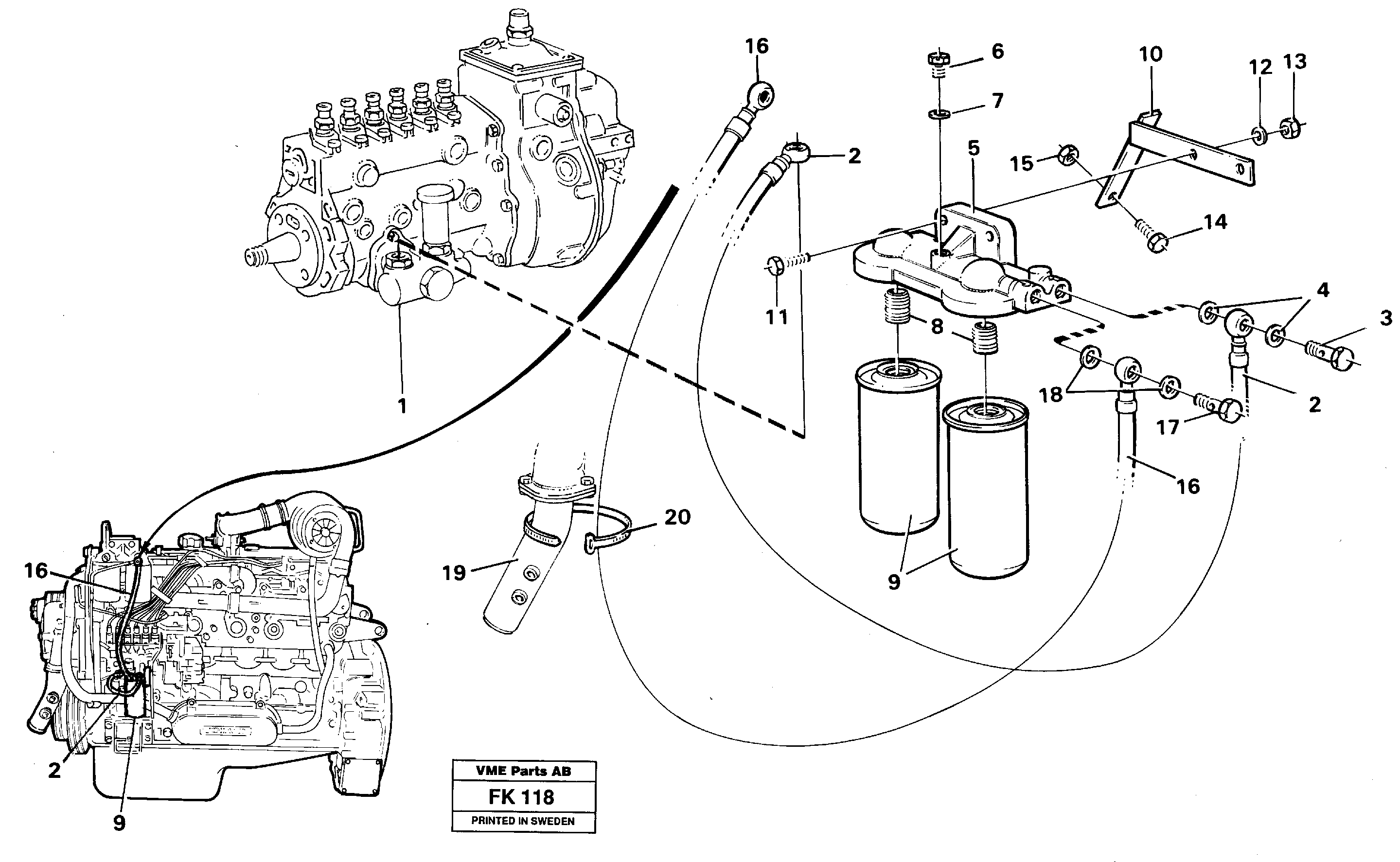 Extra fuel filter  14257924 — volvo parts diagram