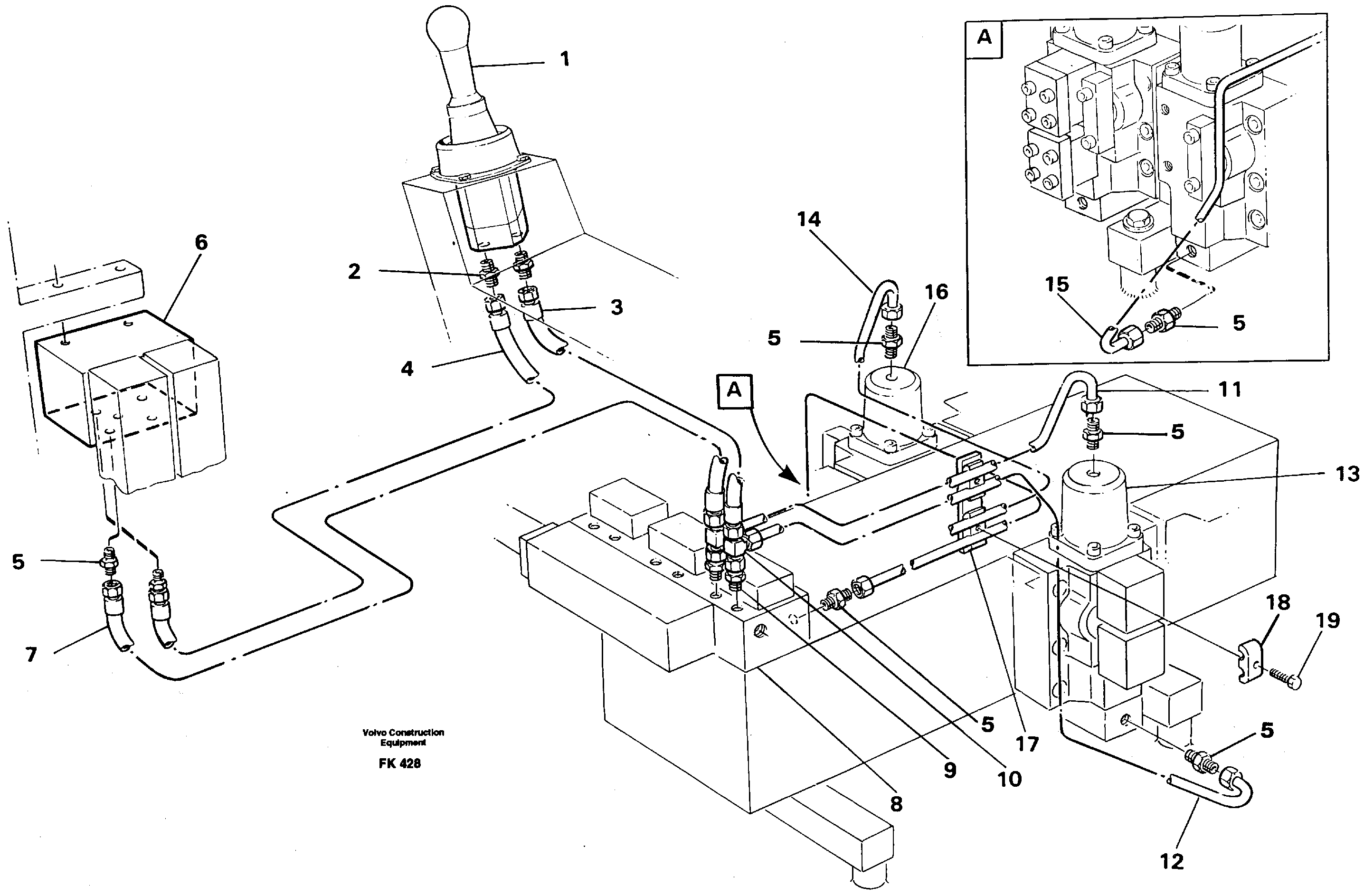 Servo hydraulics, dipper arm — volvo parts diagram