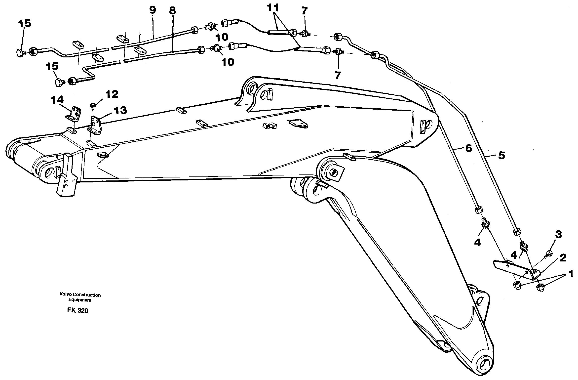 Slope bucket and grab equipment on adjustable boom  14256065 — volvo parts diagram