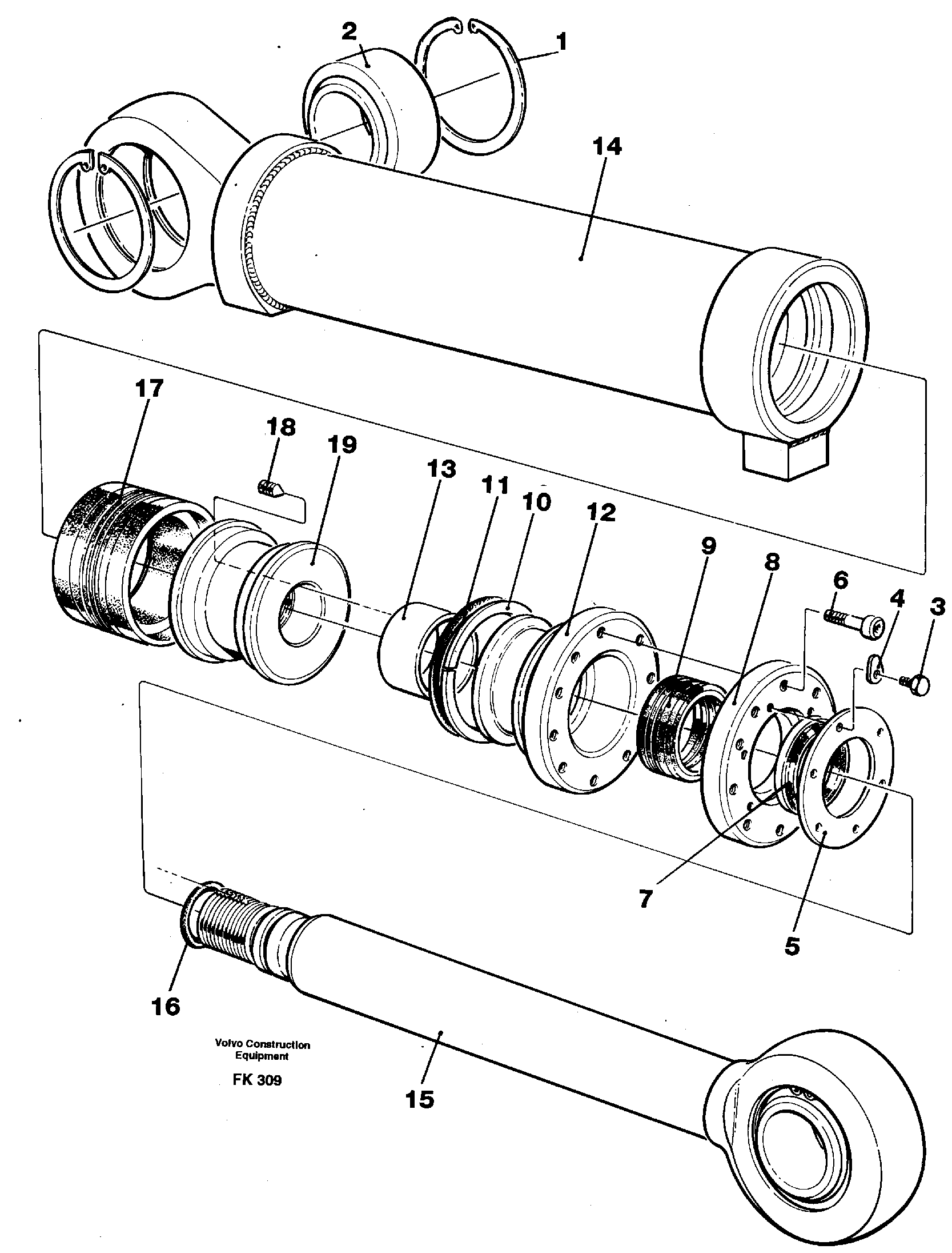 Hydraulic cylinder, dozer blade — volvo parts diagram