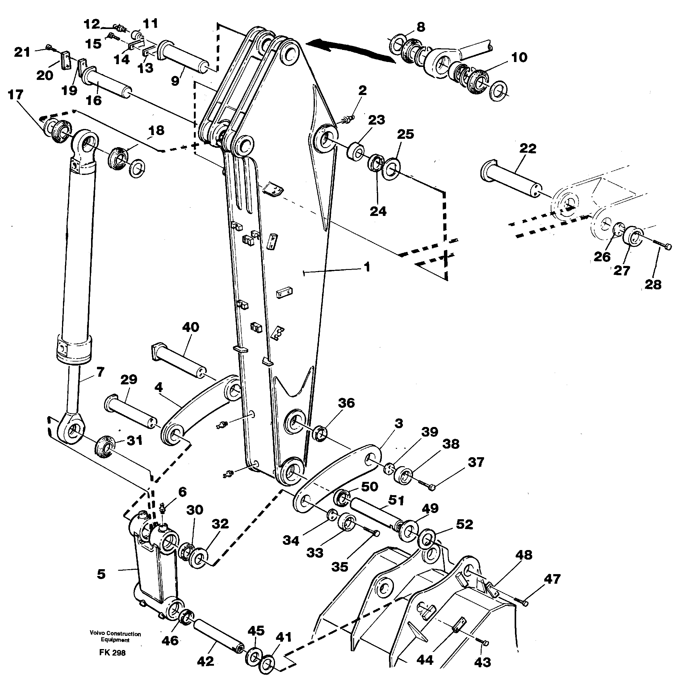 Backhoe dipper arm 2.4m  14255878 — volvo parts diagram