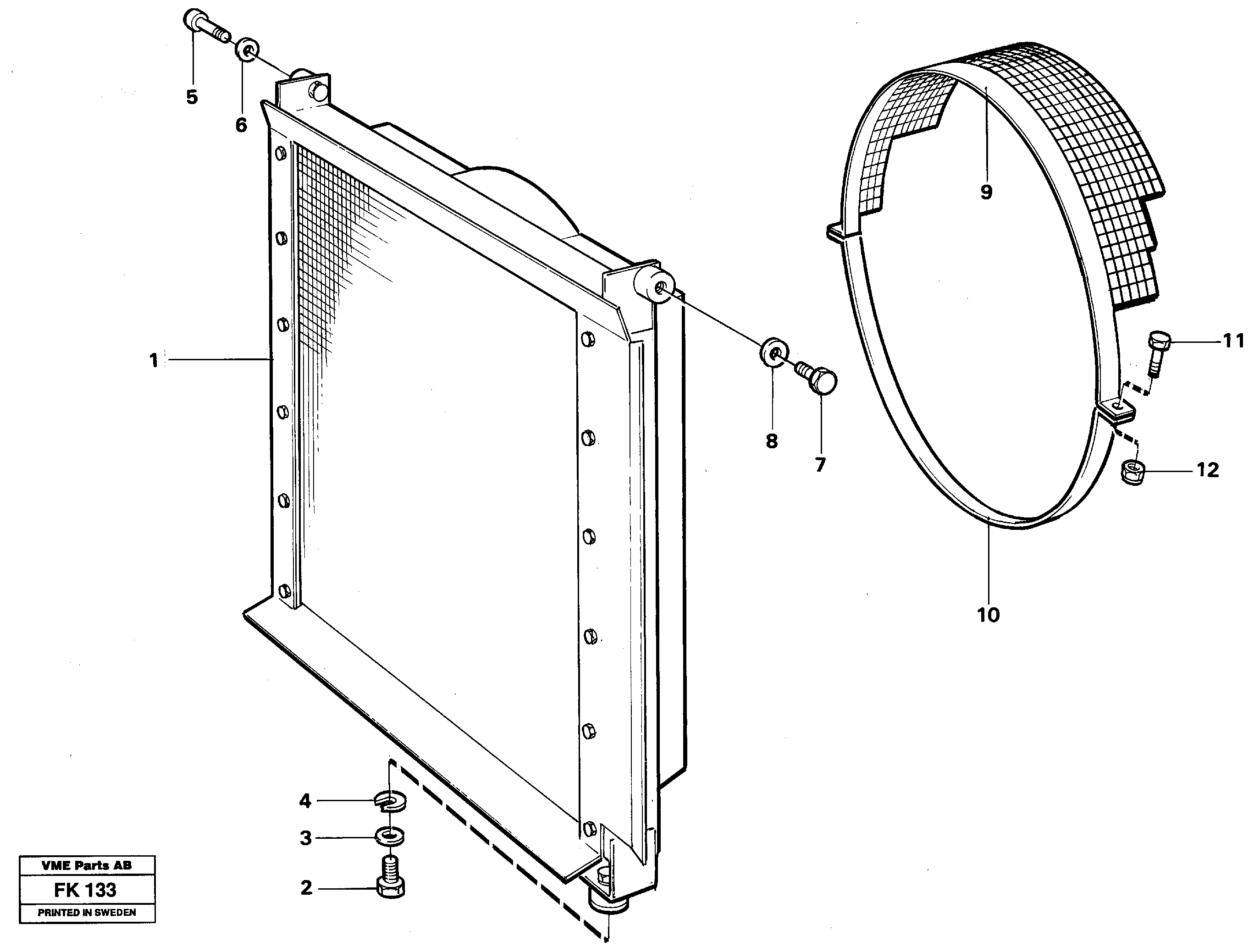 Radiator with fitting parts — volvo parts diagram