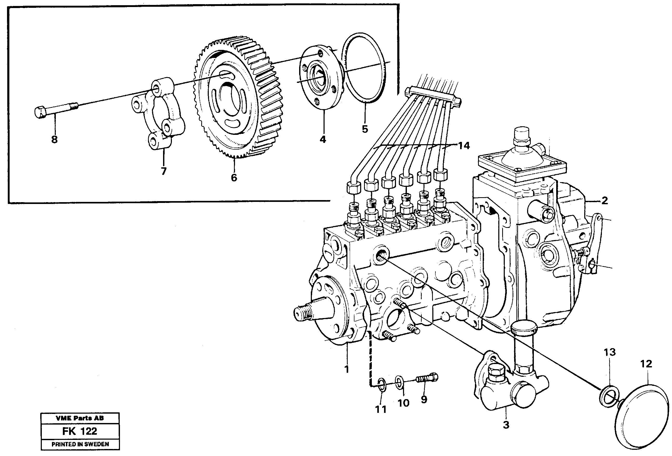 Injection pump with drive  TD 61 GE — volvo parts diagram
