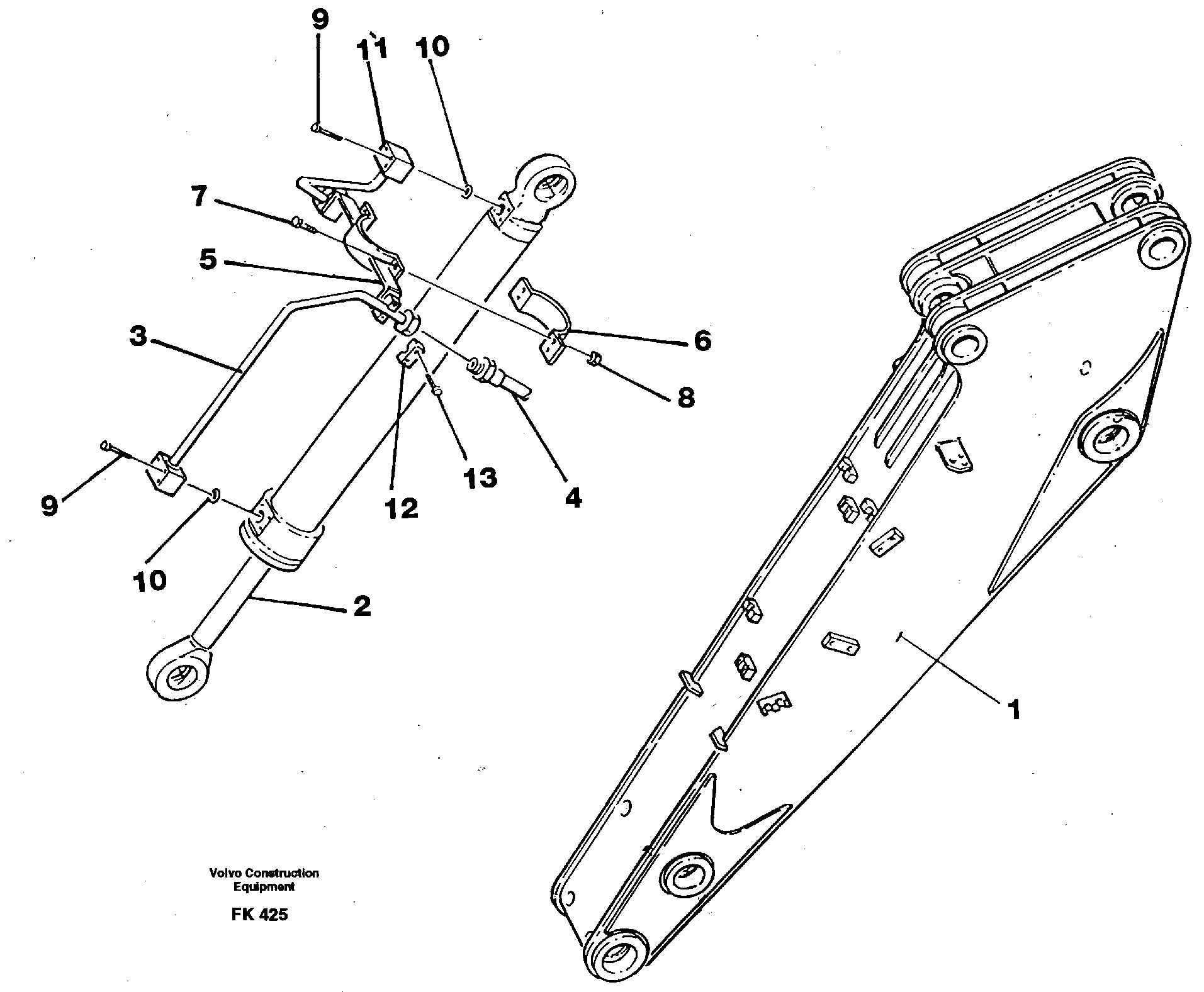 Hydraulic system, dipperarm  14255877 14255878 14255879 — volvo parts diagram