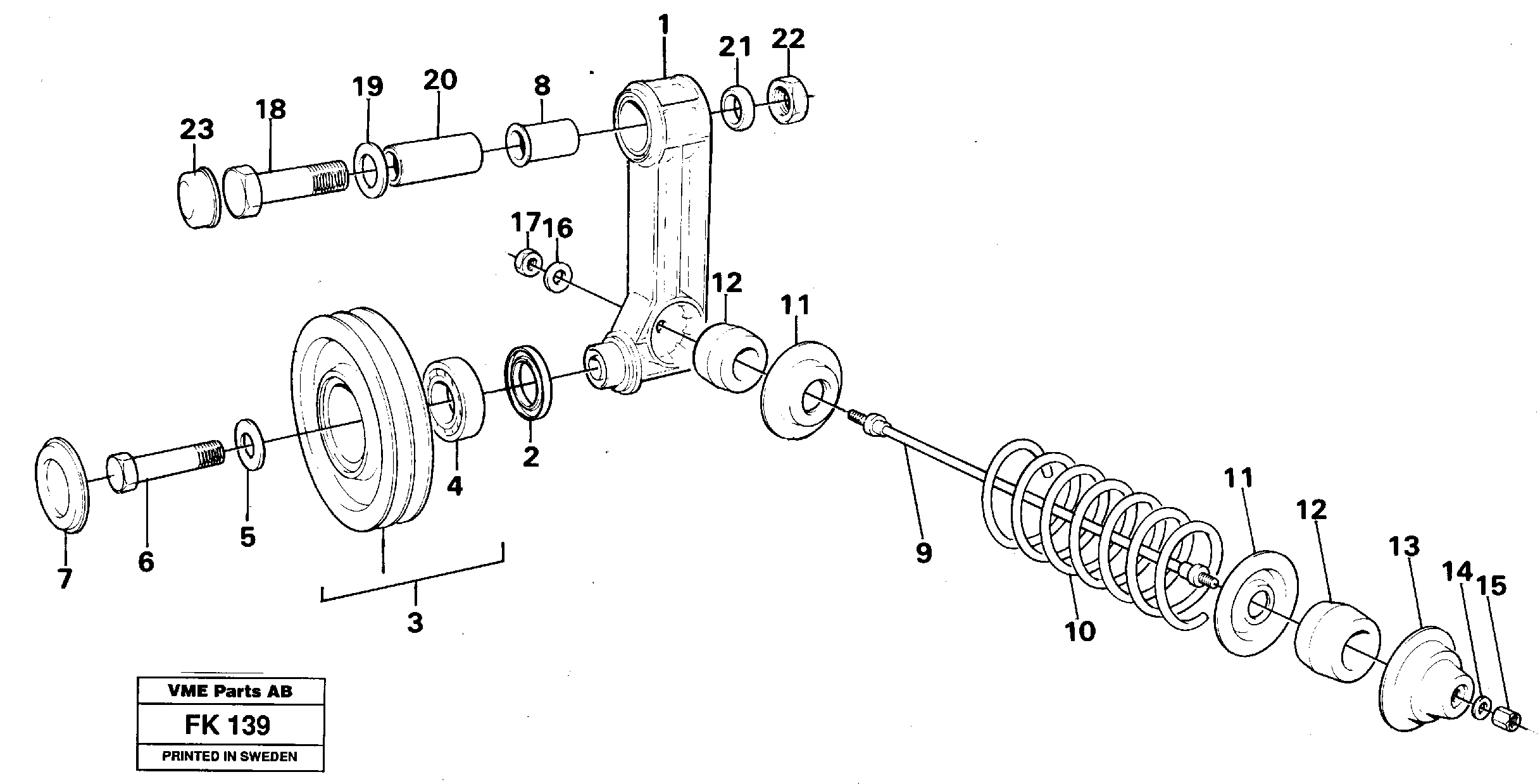 Automatic belt tensioner with fitting parts  TD 61 GE — volvo parts diagram
