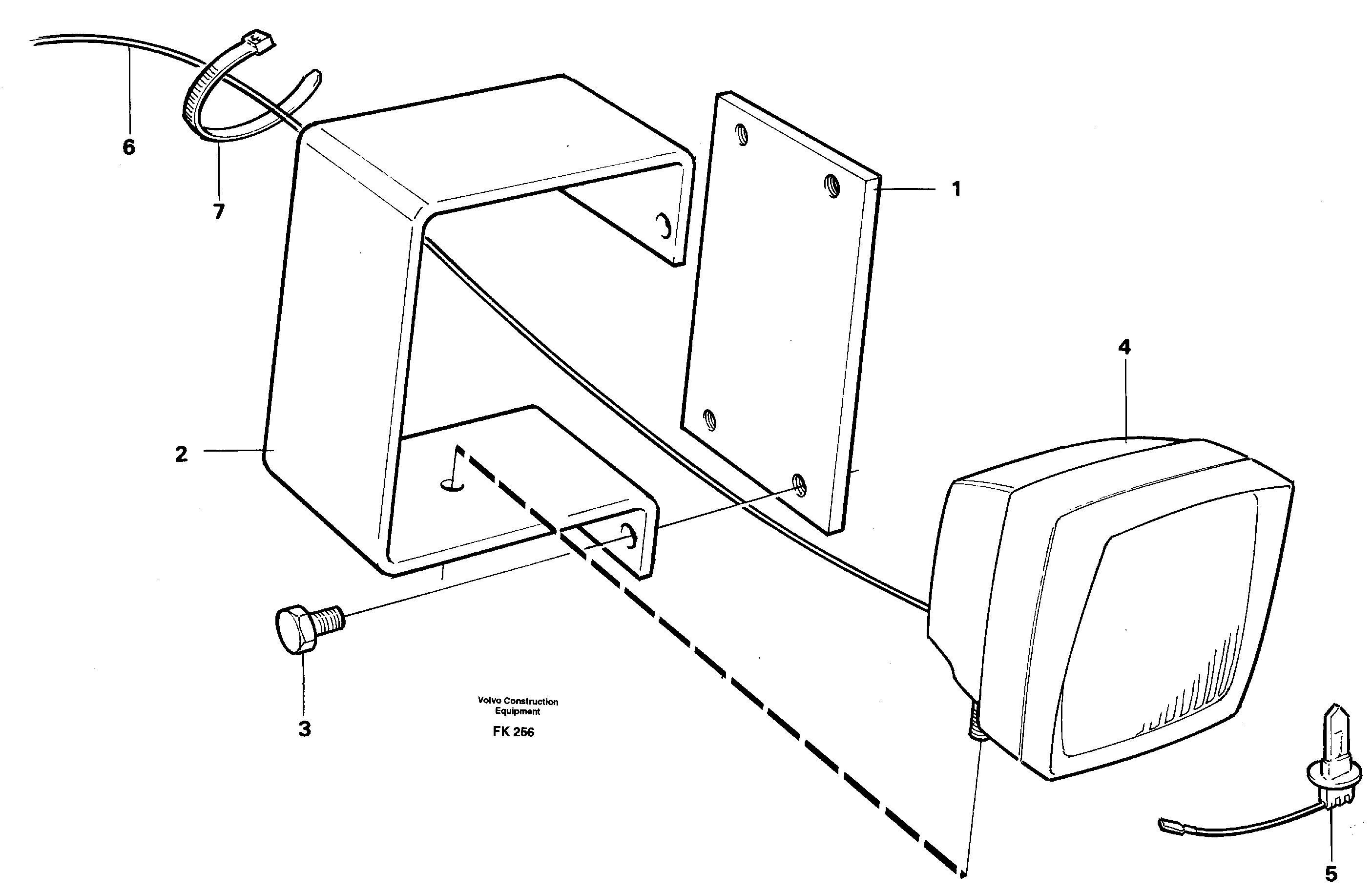 Working lamp on boom — volvo parts diagram