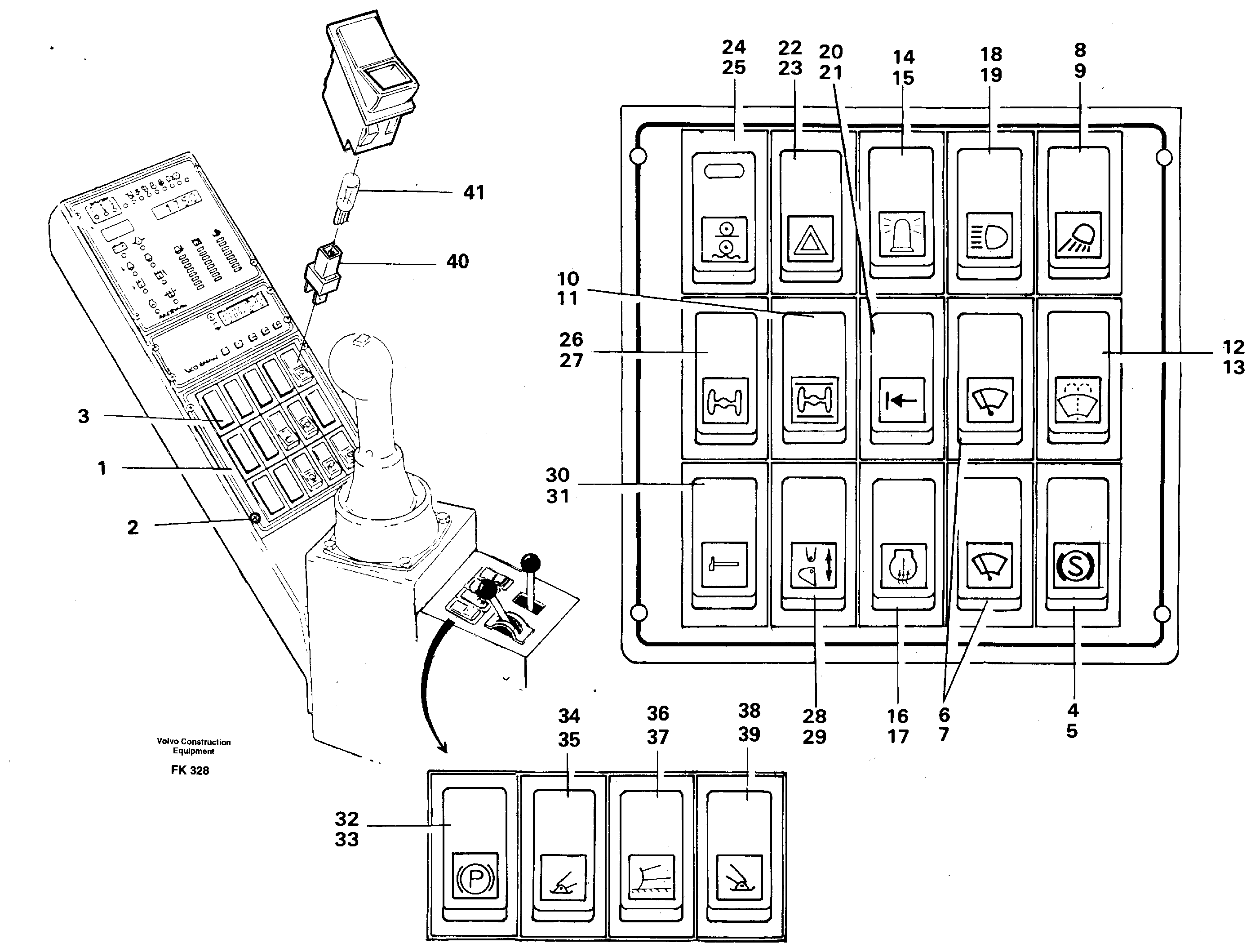Toggle switch panel — volvo parts diagram
