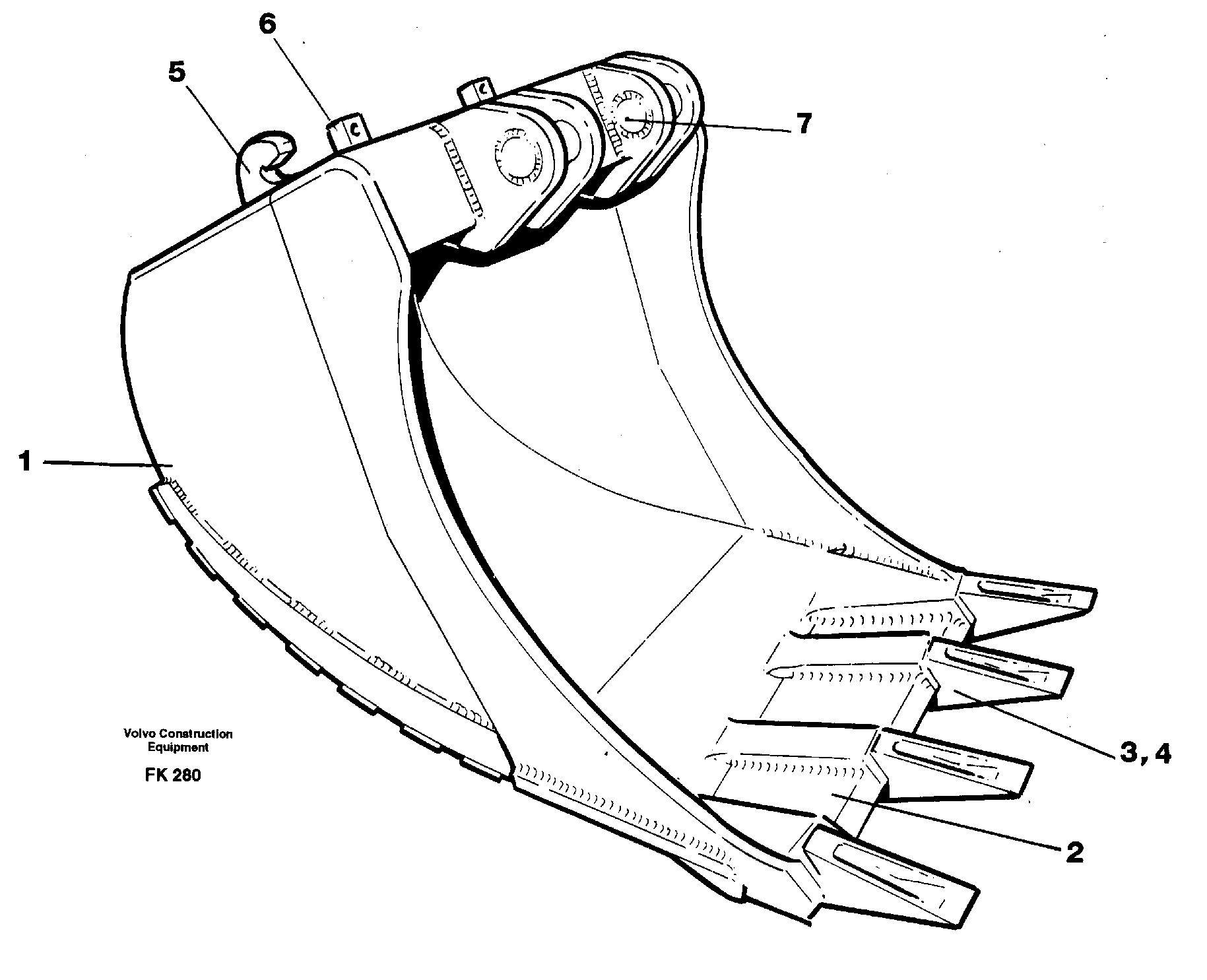 Buckets for Quickfit withcast cutting edges  14253083,14253094 — volvo parts diagram