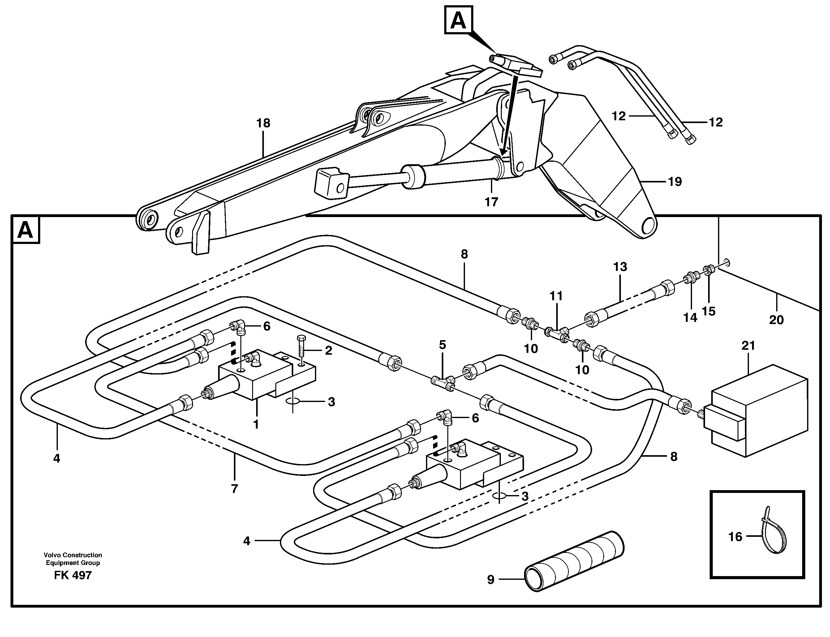 Hydraulic system, line brk valve,tilt cylinder  14257992 — volvo parts diagram