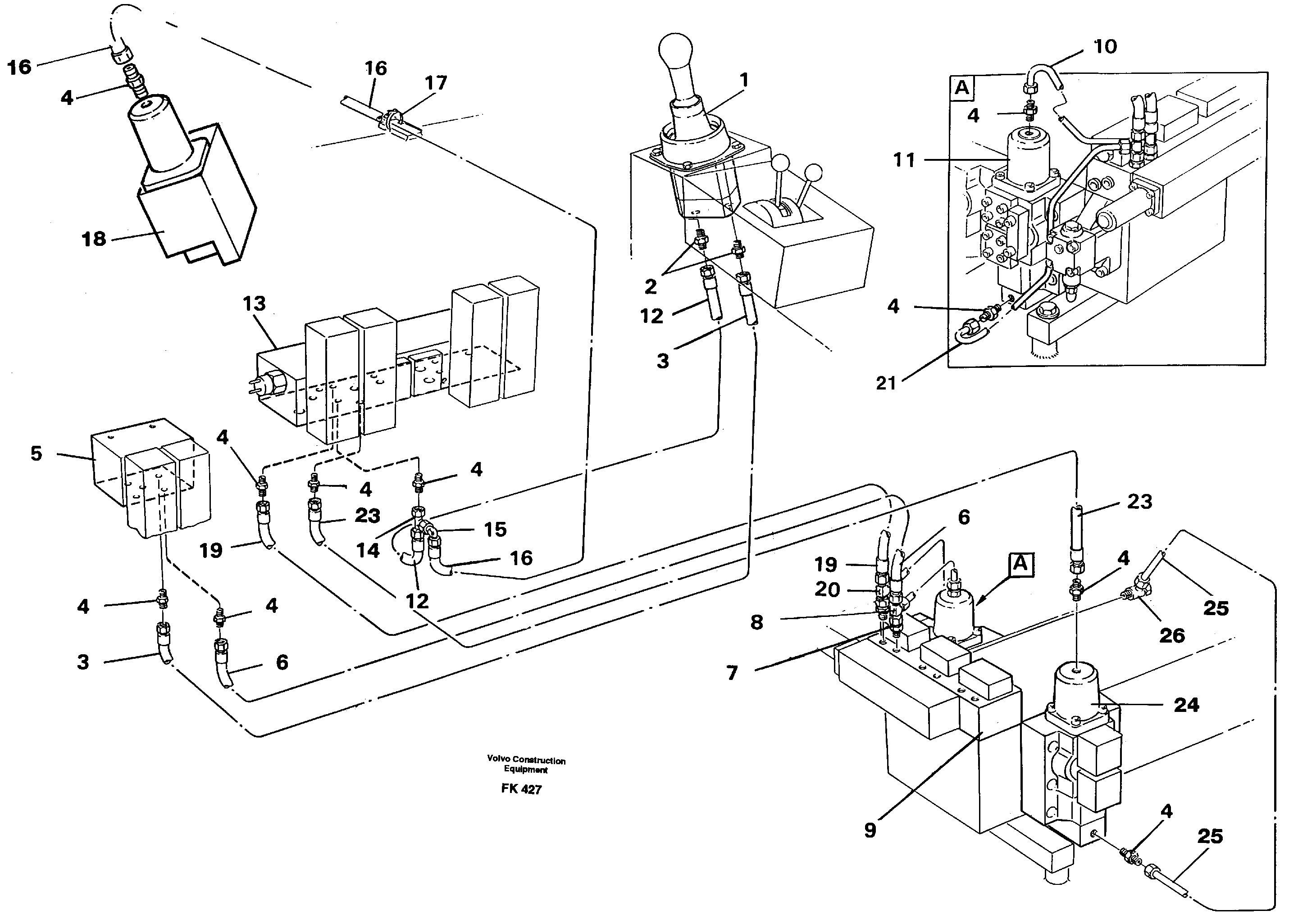 Servo hydraulics, boom — volvo parts diagram