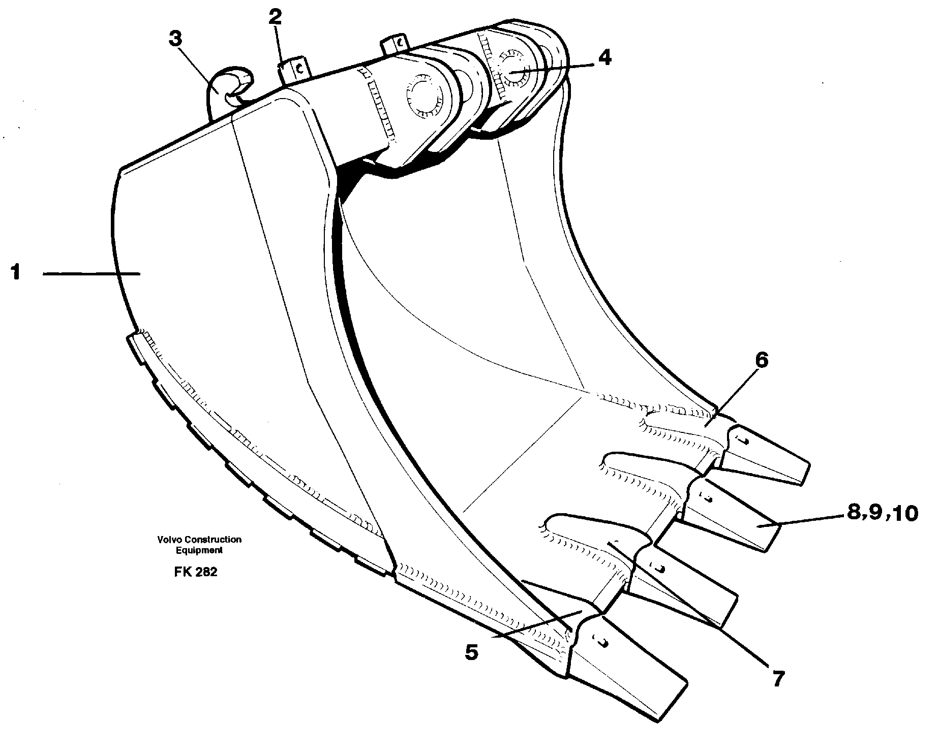 Buckets for Quickfit withplate cutting edges  14259253,14259254,14259255 — volvo parts diagram