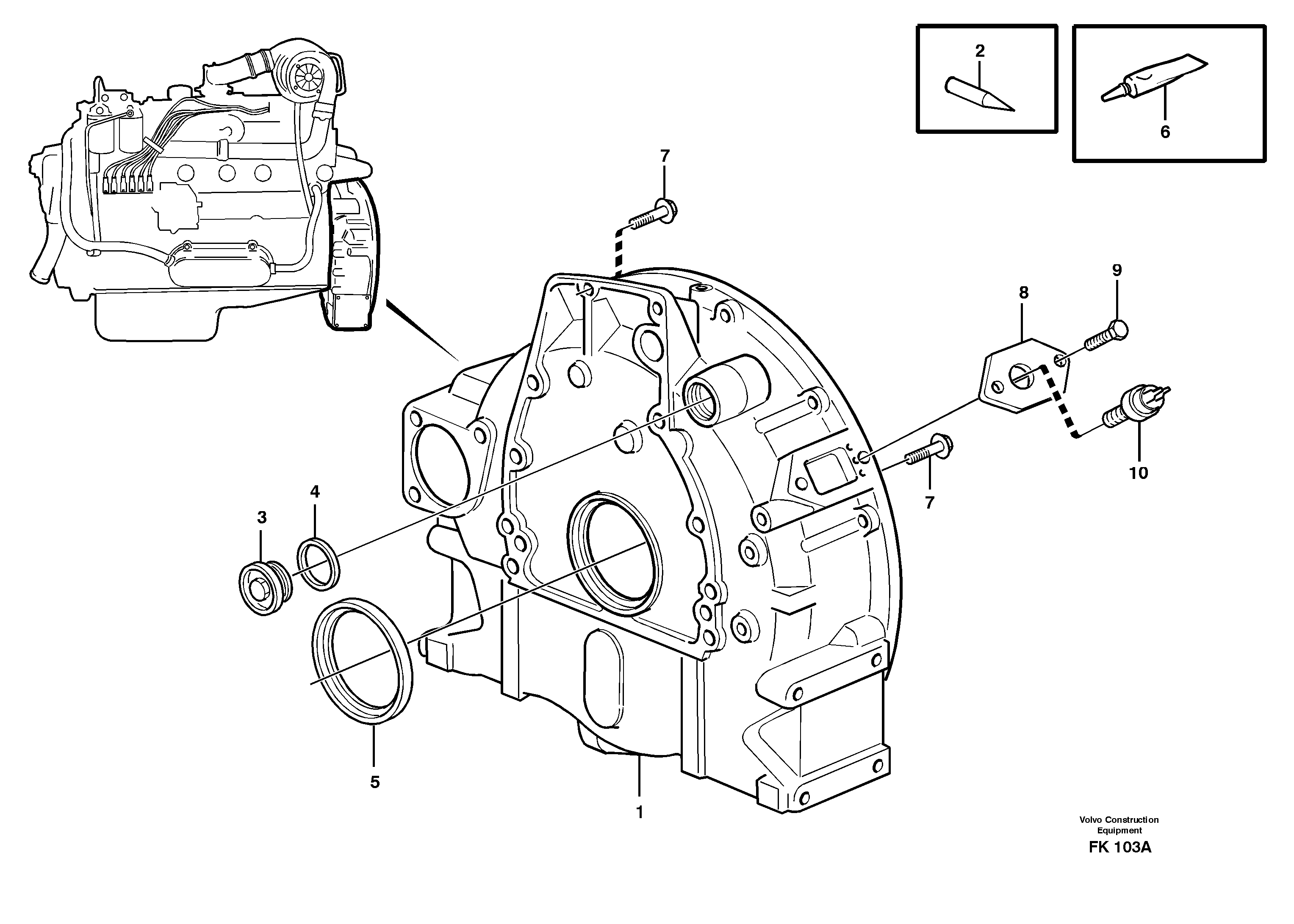 Flywheel housing — volvo parts diagram