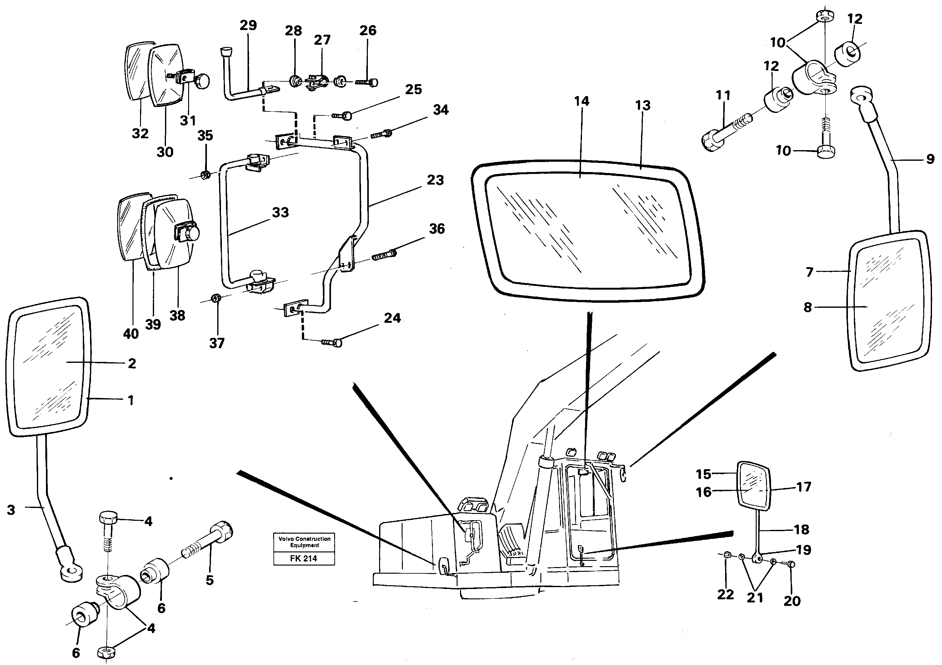 Rear view mirror — volvo parts diagram