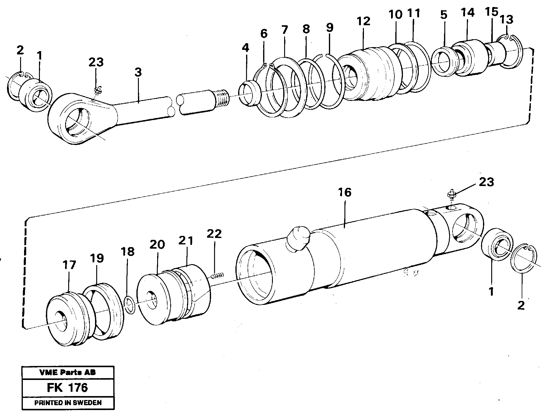 Hydraulic cylinder, steering — volvo parts diagram