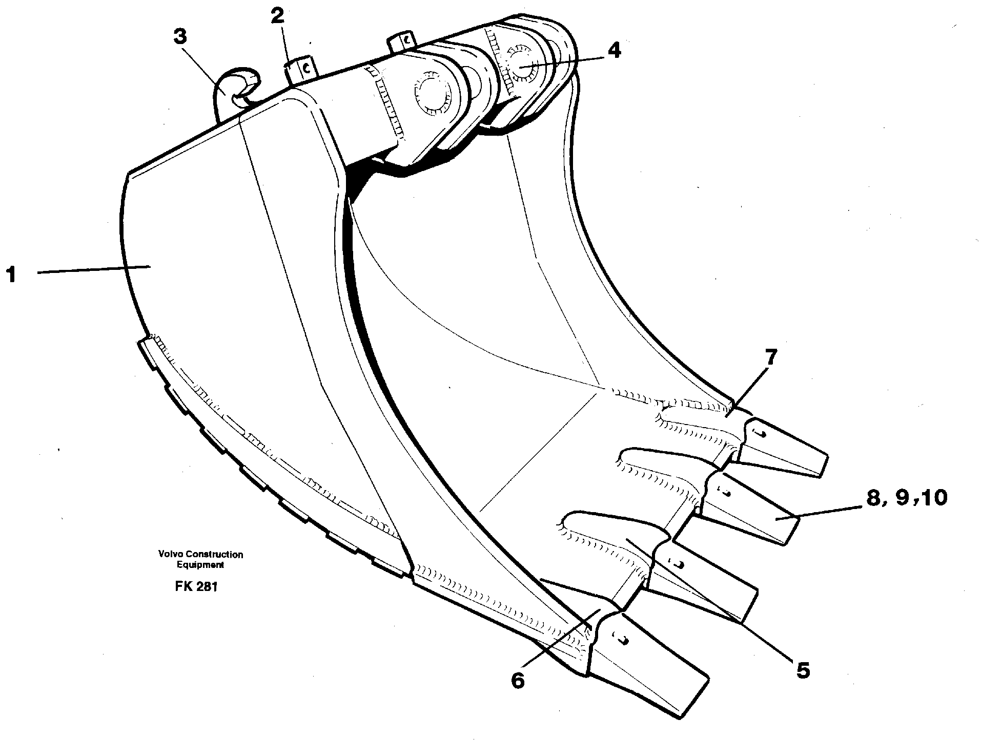 Buckets for Quickfit withplate cutting edges  14253084,14257808,14253077,14253087,14253101 — volvo parts diagram