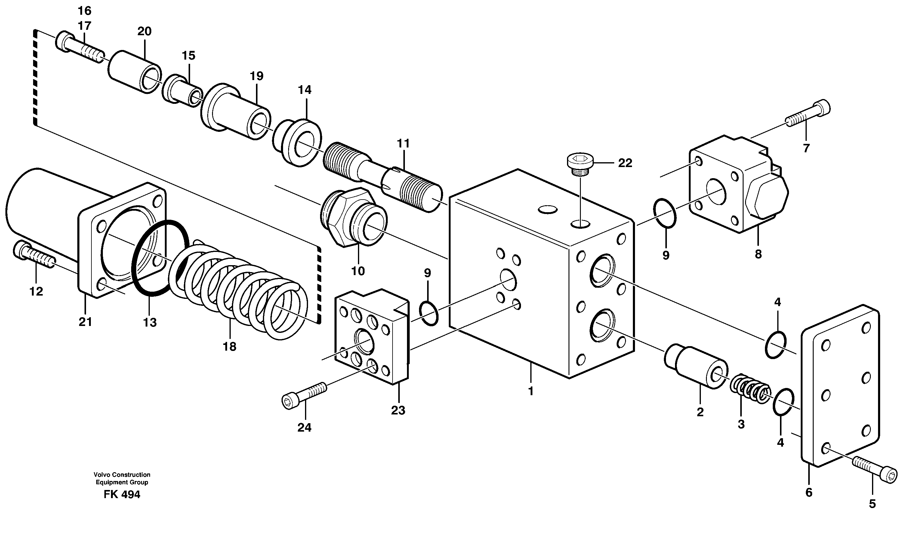Hose rupture valve, dipper arm — volvo parts diagram