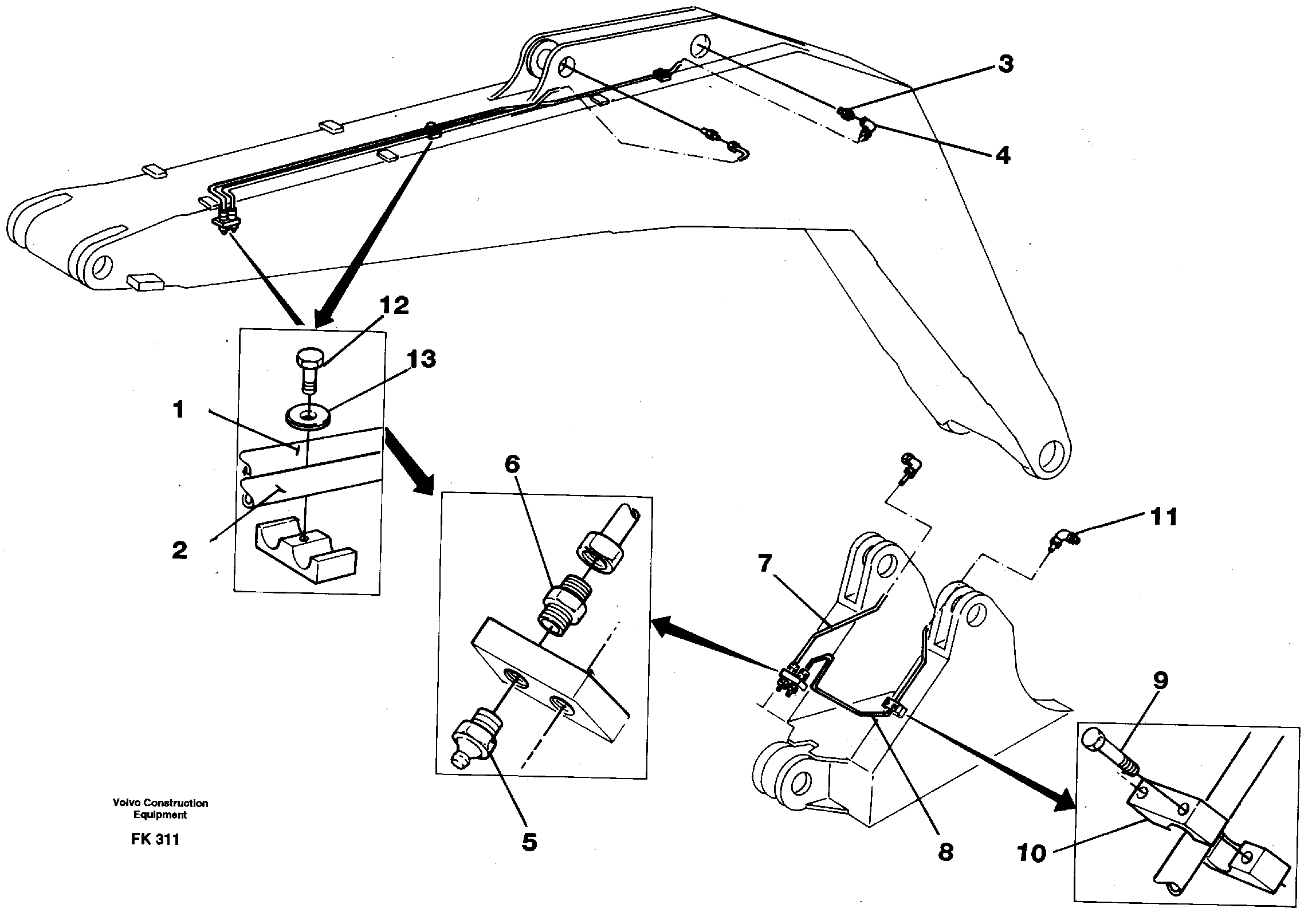 Backhoe lubricating 4,65m  14252242 — volvo parts diagram