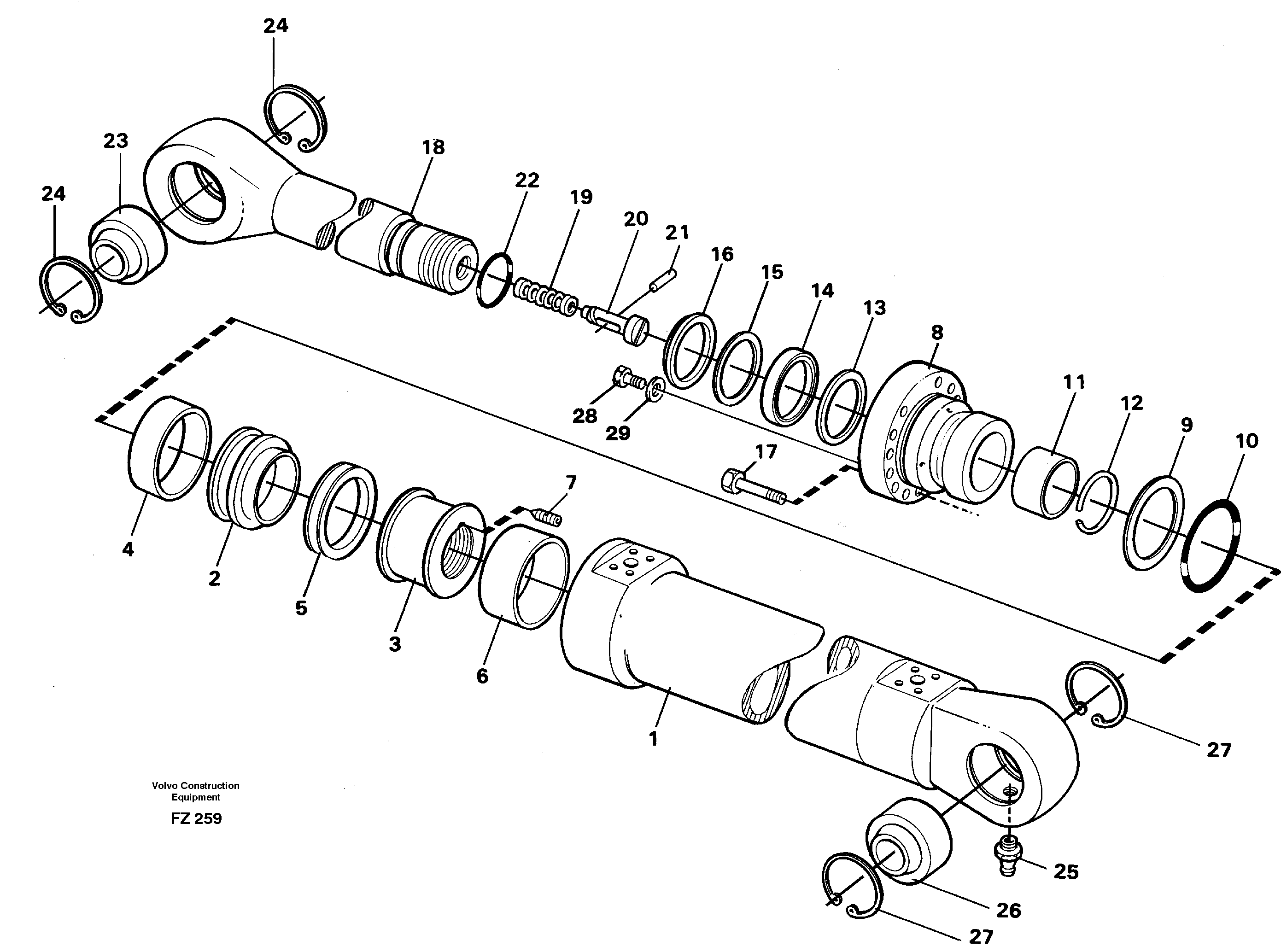 Bucket cylinder 14258753, 14262397 — volvo parts diagram