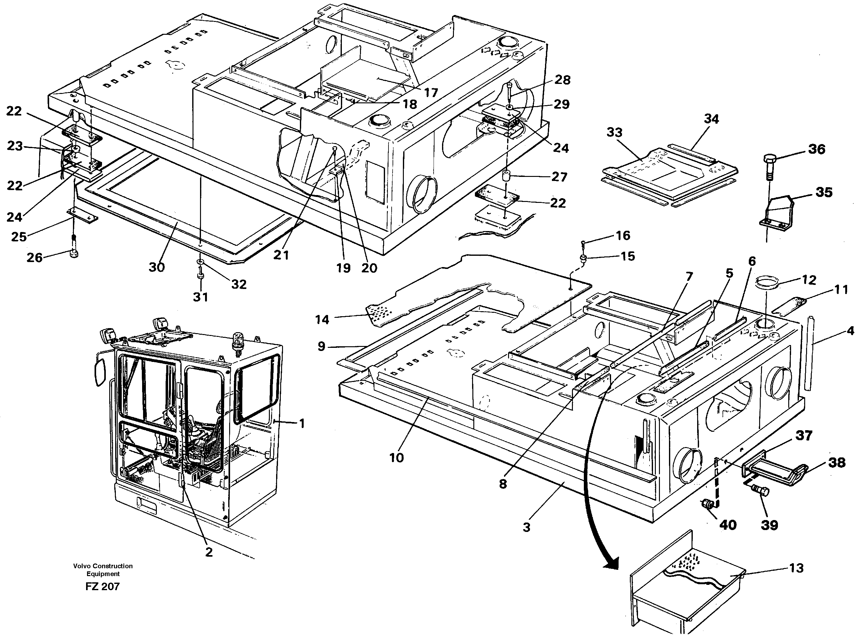 Drivers cab and cabin floor — volvo parts diagram