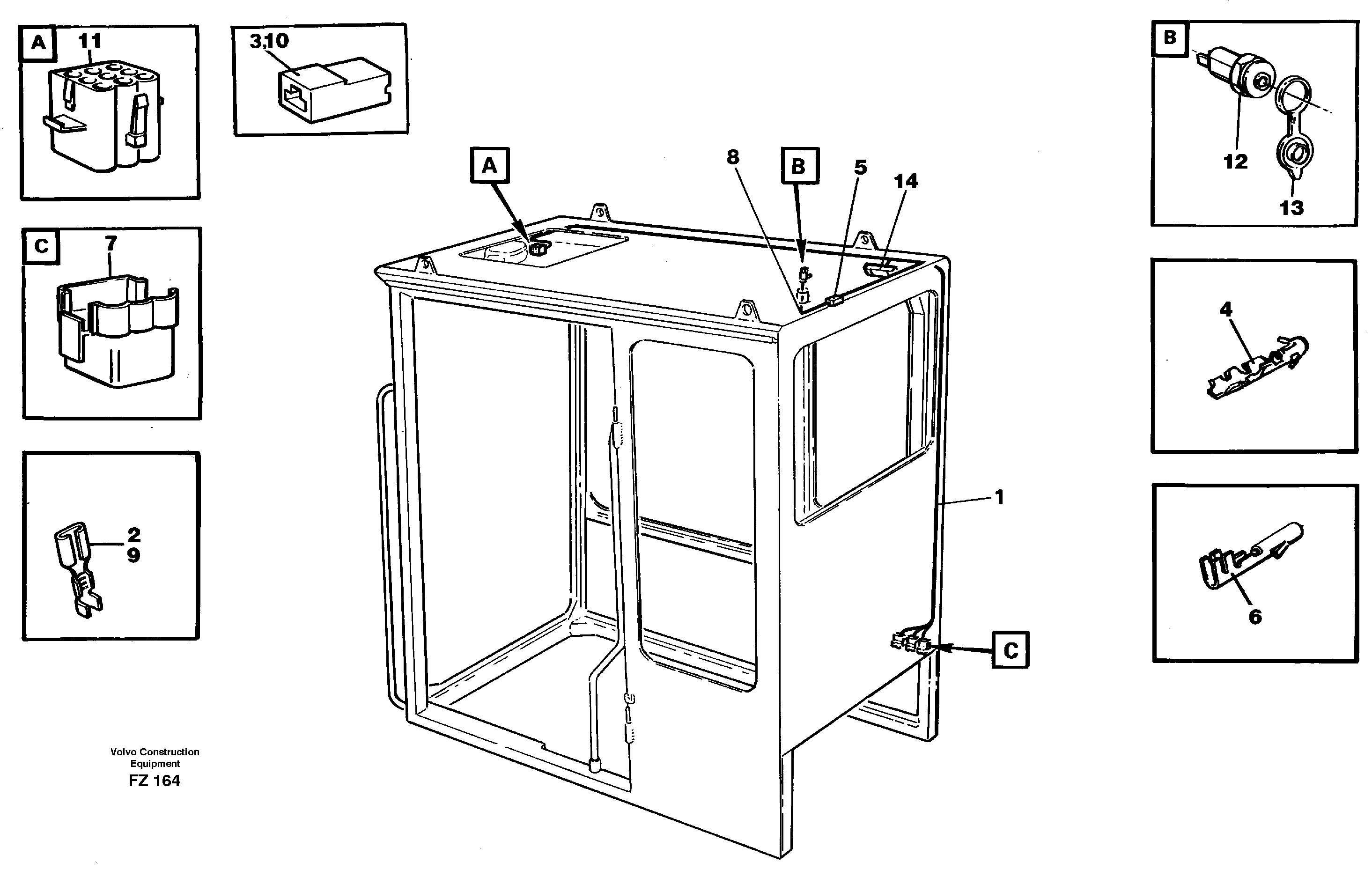 Cable harnesses, cab — volvo parts diagram