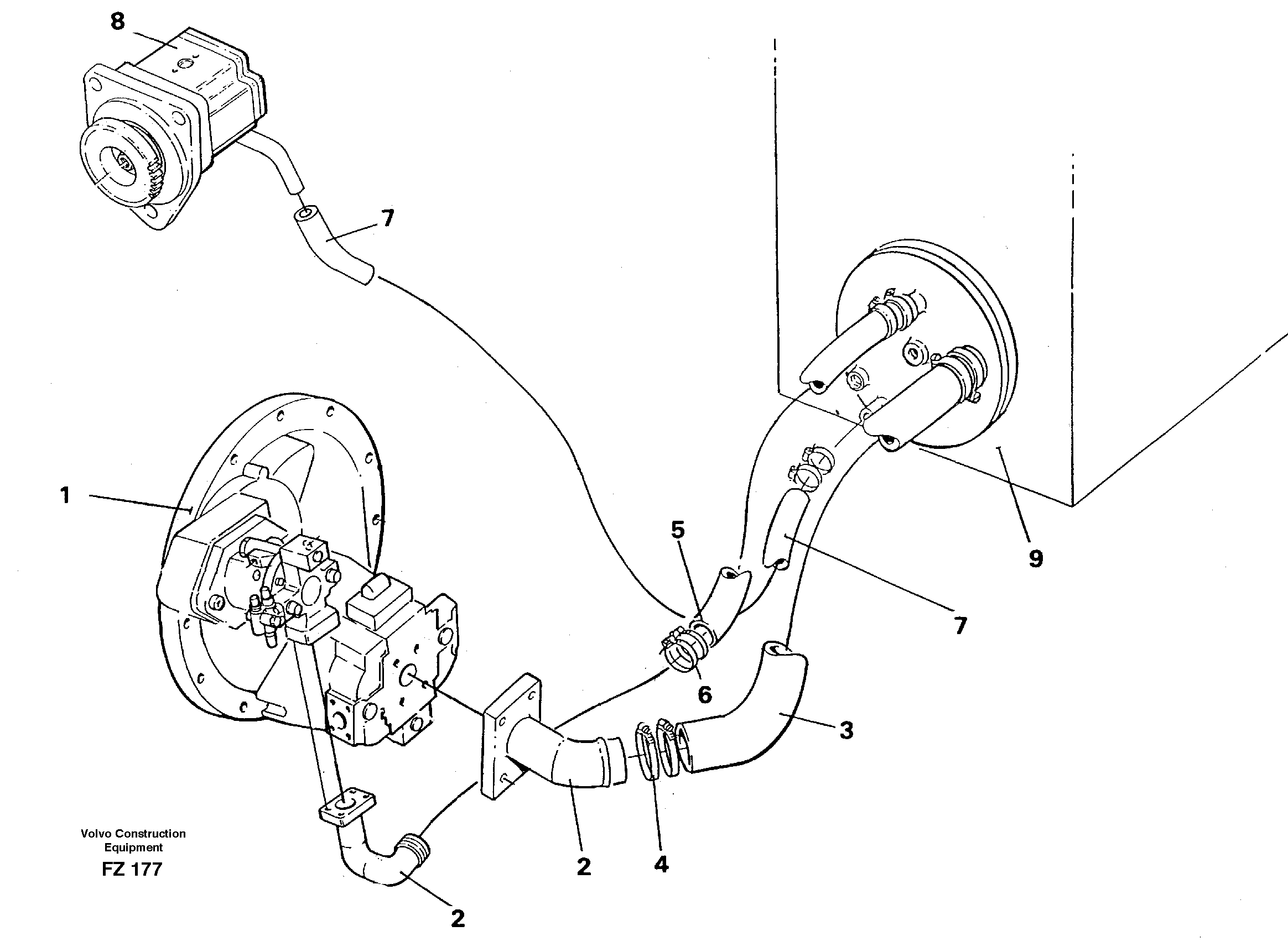Hydraulic system suction lines — volvo parts diagram