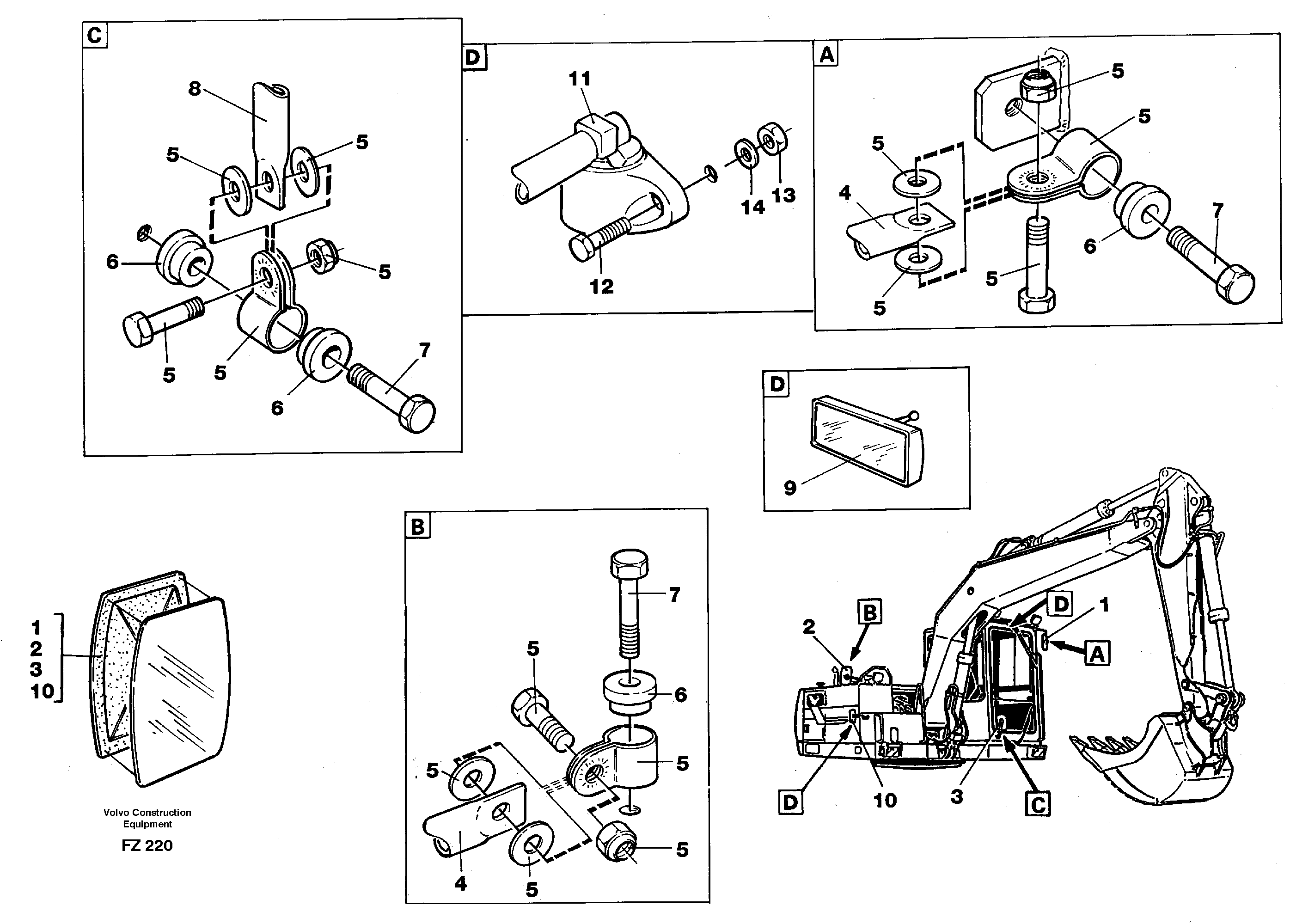 Rear view mirror — volvo parts diagram