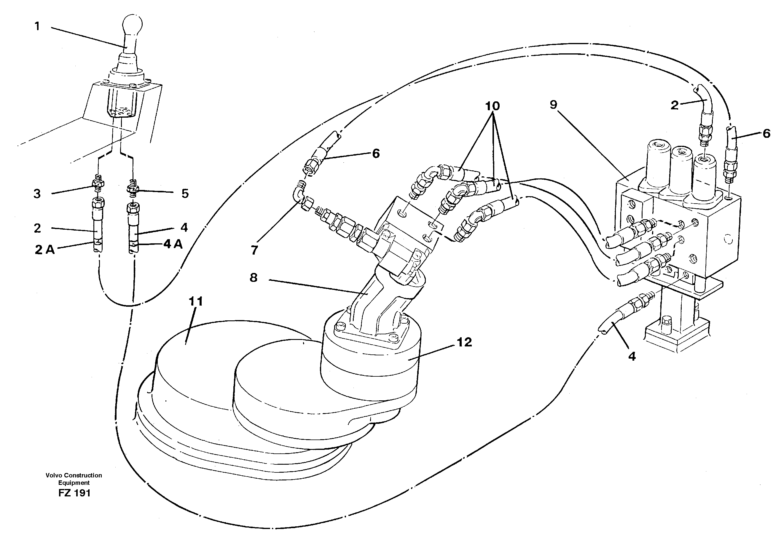 Servo hydraulics, Slewing — volvo parts diagram