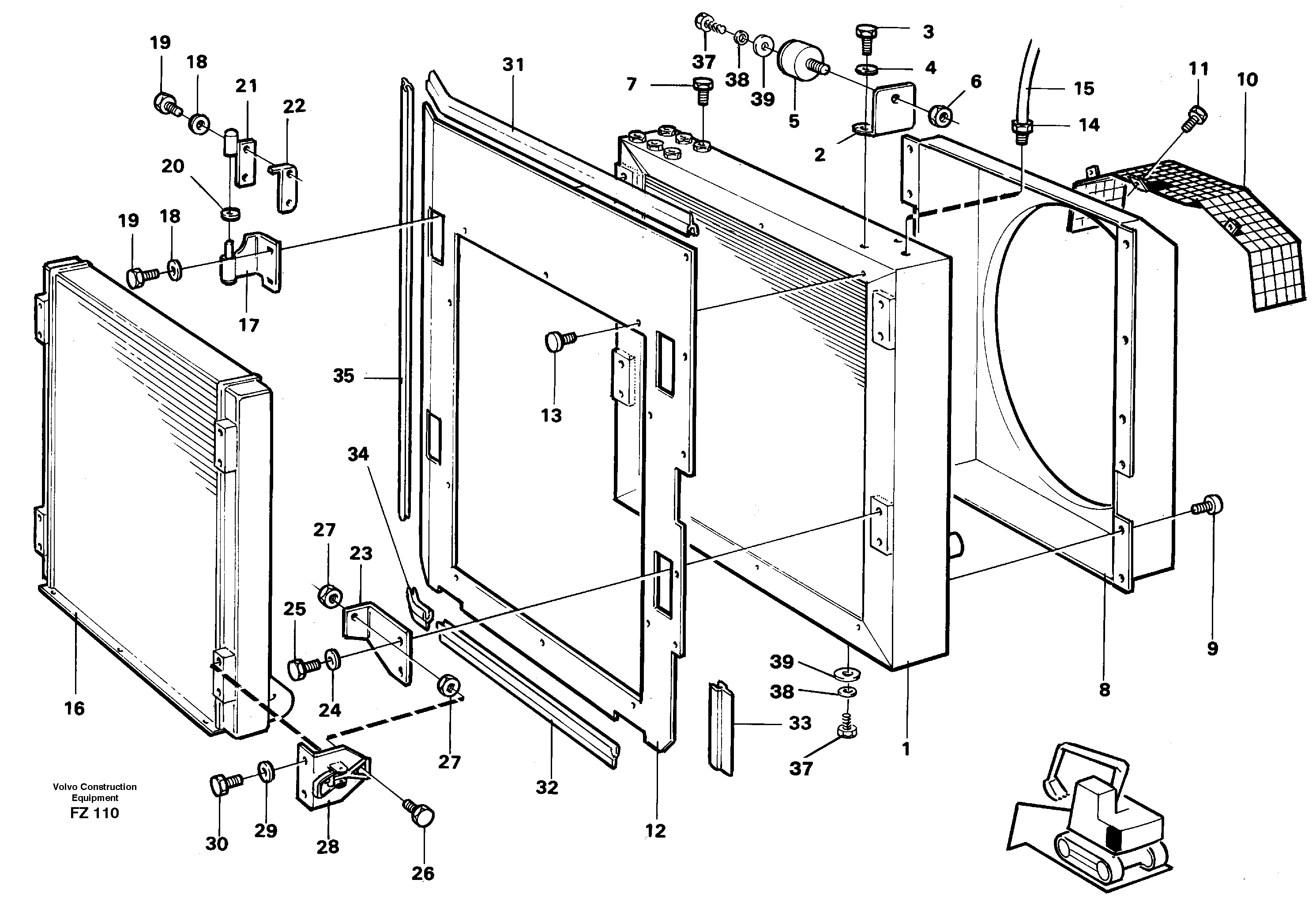 Radiator with fitting parts — volvo parts diagram