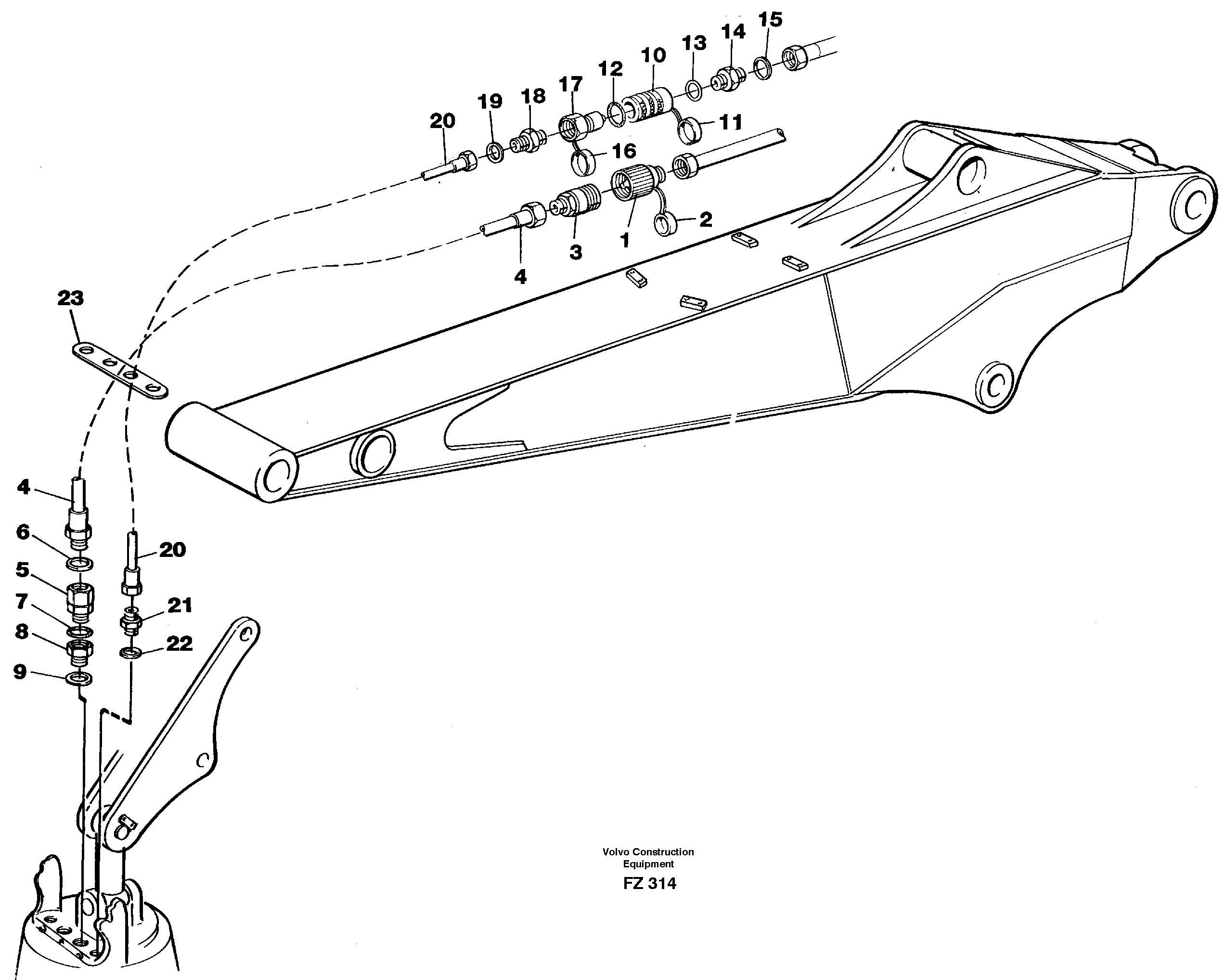 Hose kit for Peiner grab 14259416 — volvo parts diagram