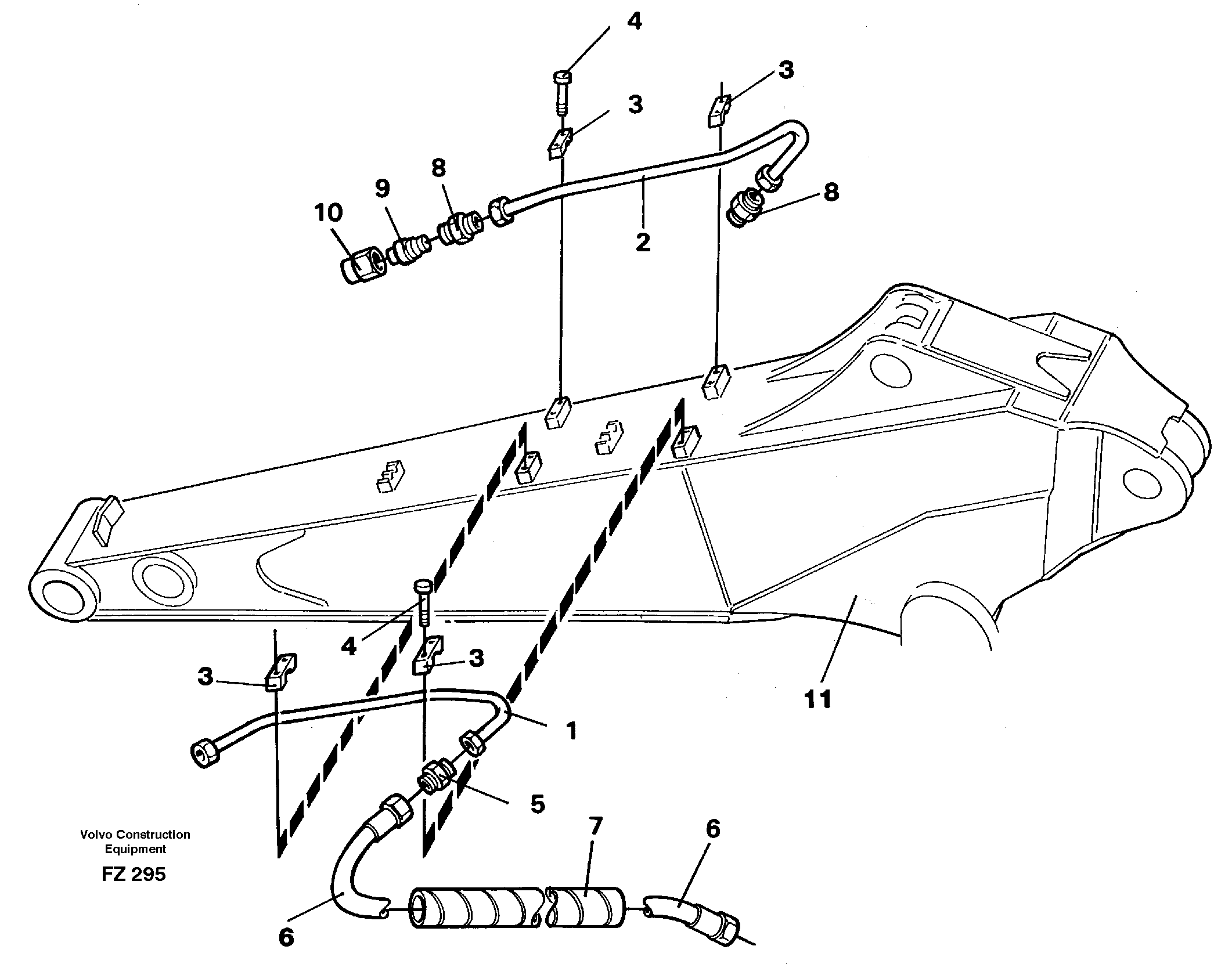 Slope bucket equipment, dipper arm 14262400 14253438 — volvo parts diagram