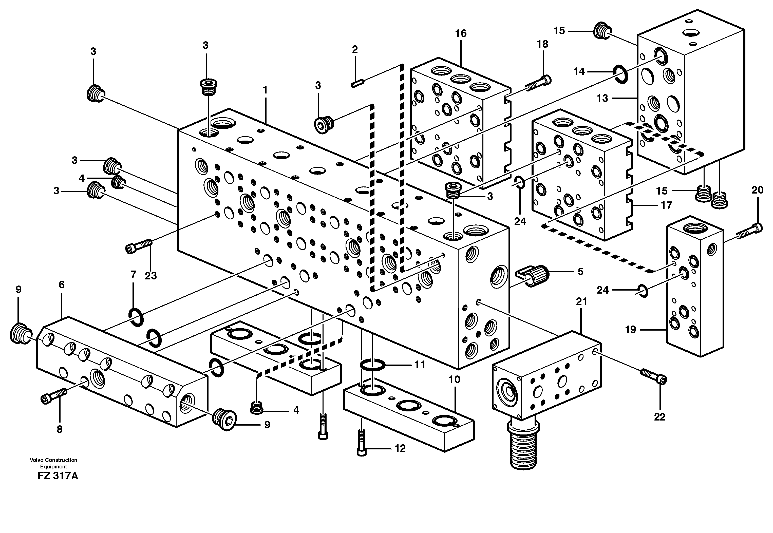 Main valve assembly, assembly block — volvo parts diagram