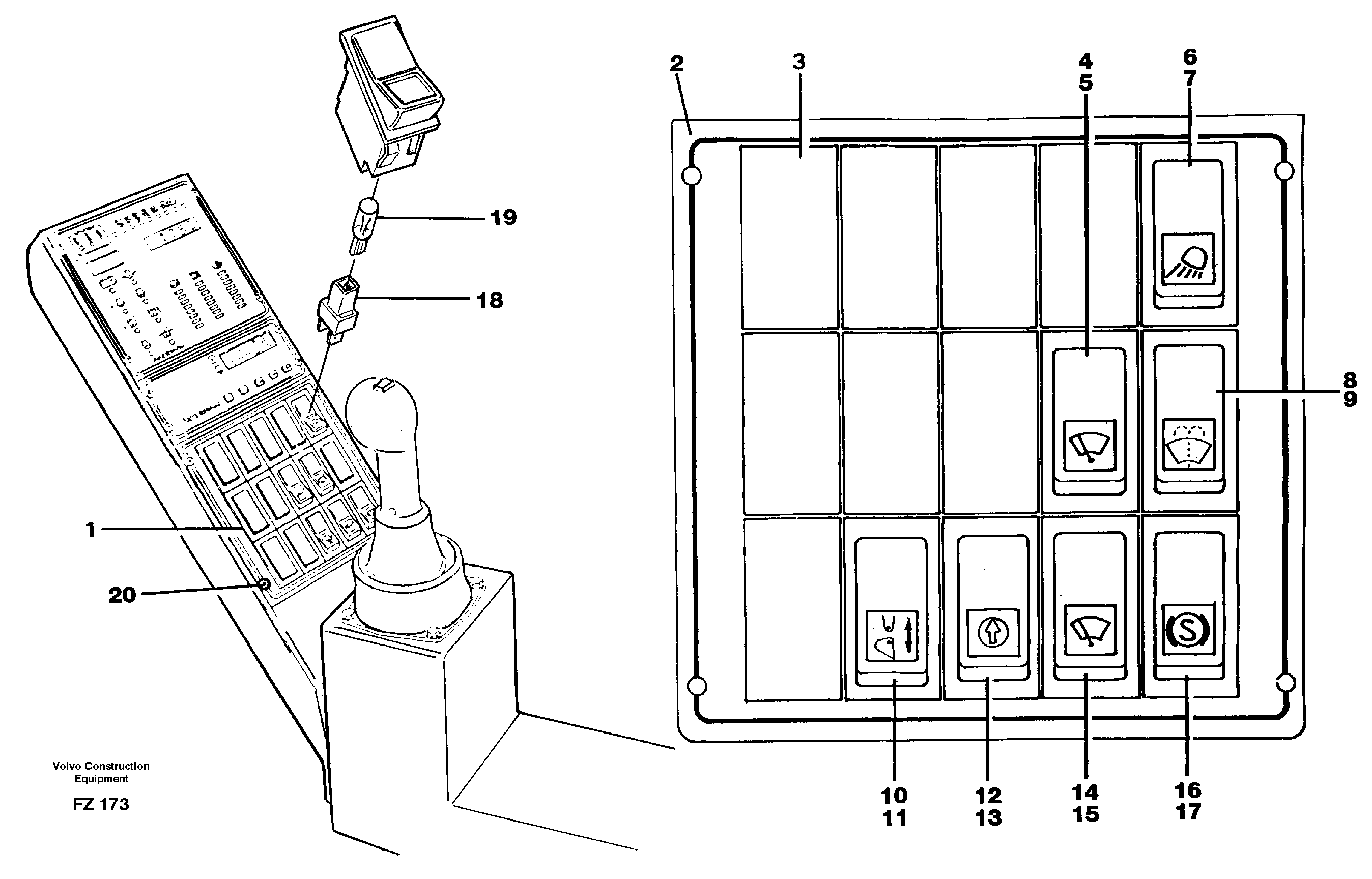 Rocker switch panel — volvo parts diagram