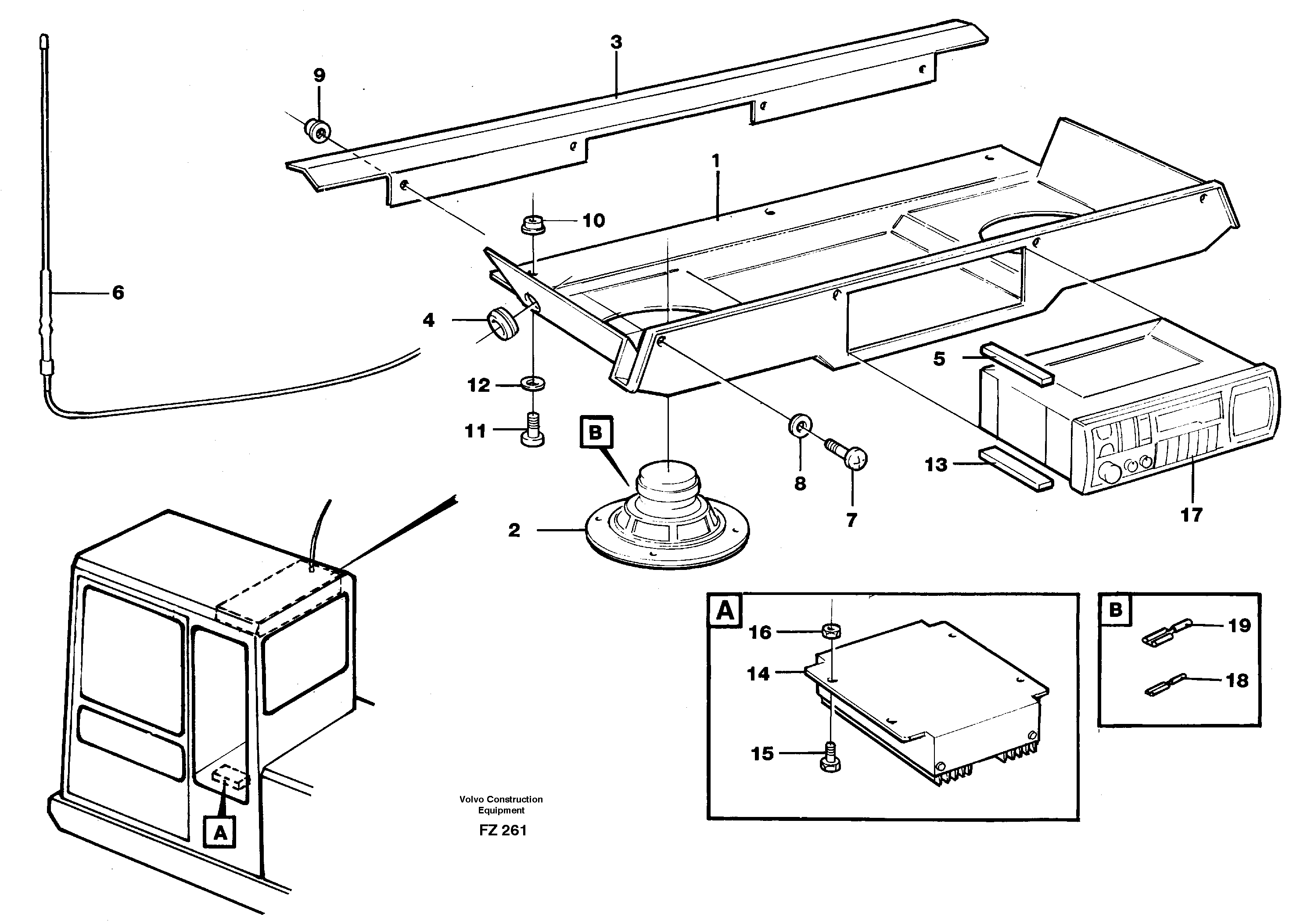 Radio installation with converter — volvo parts diagram