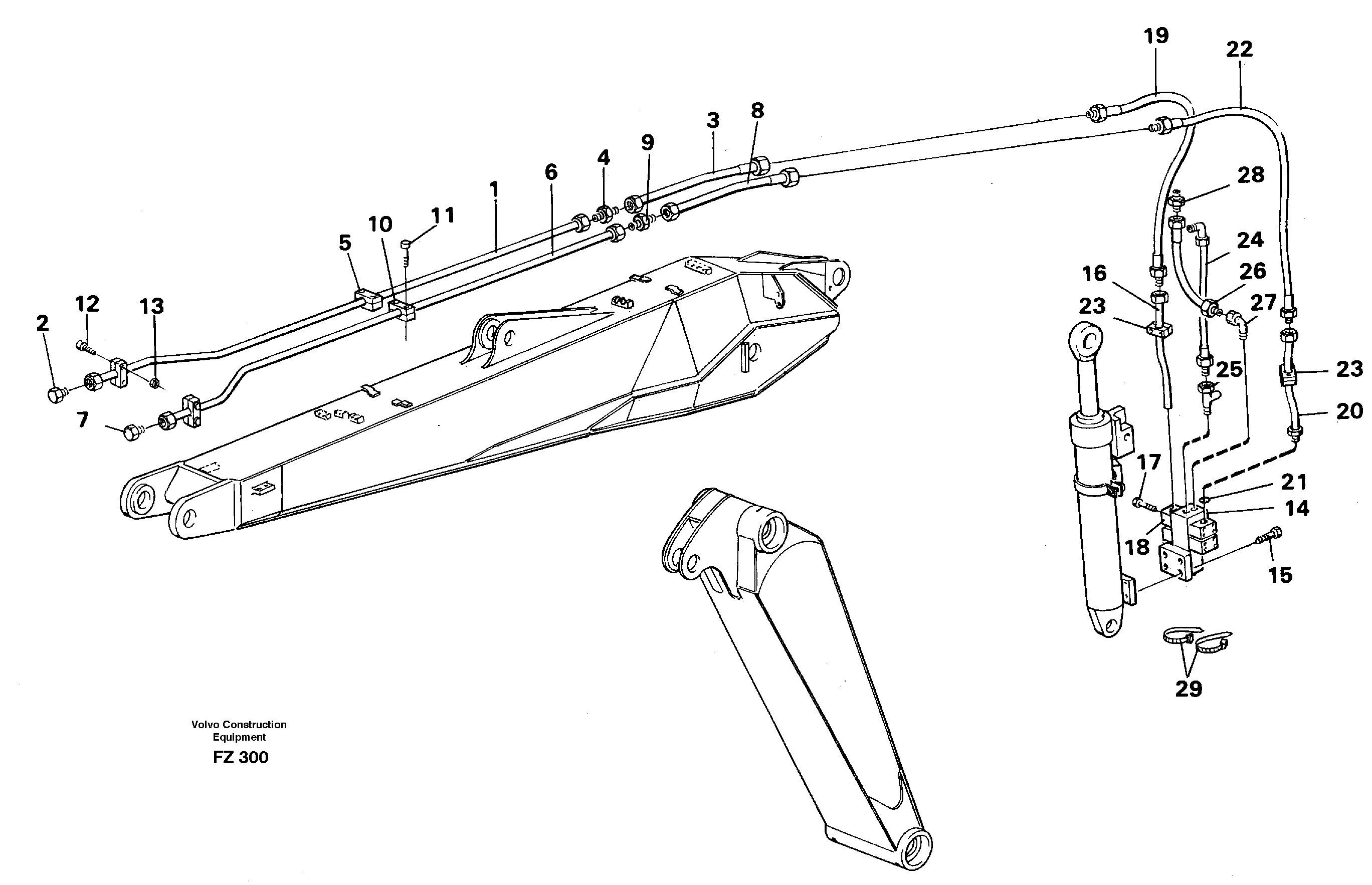 Hydraulic hammer, adjustable boom 14258773 — volvo parts diagram