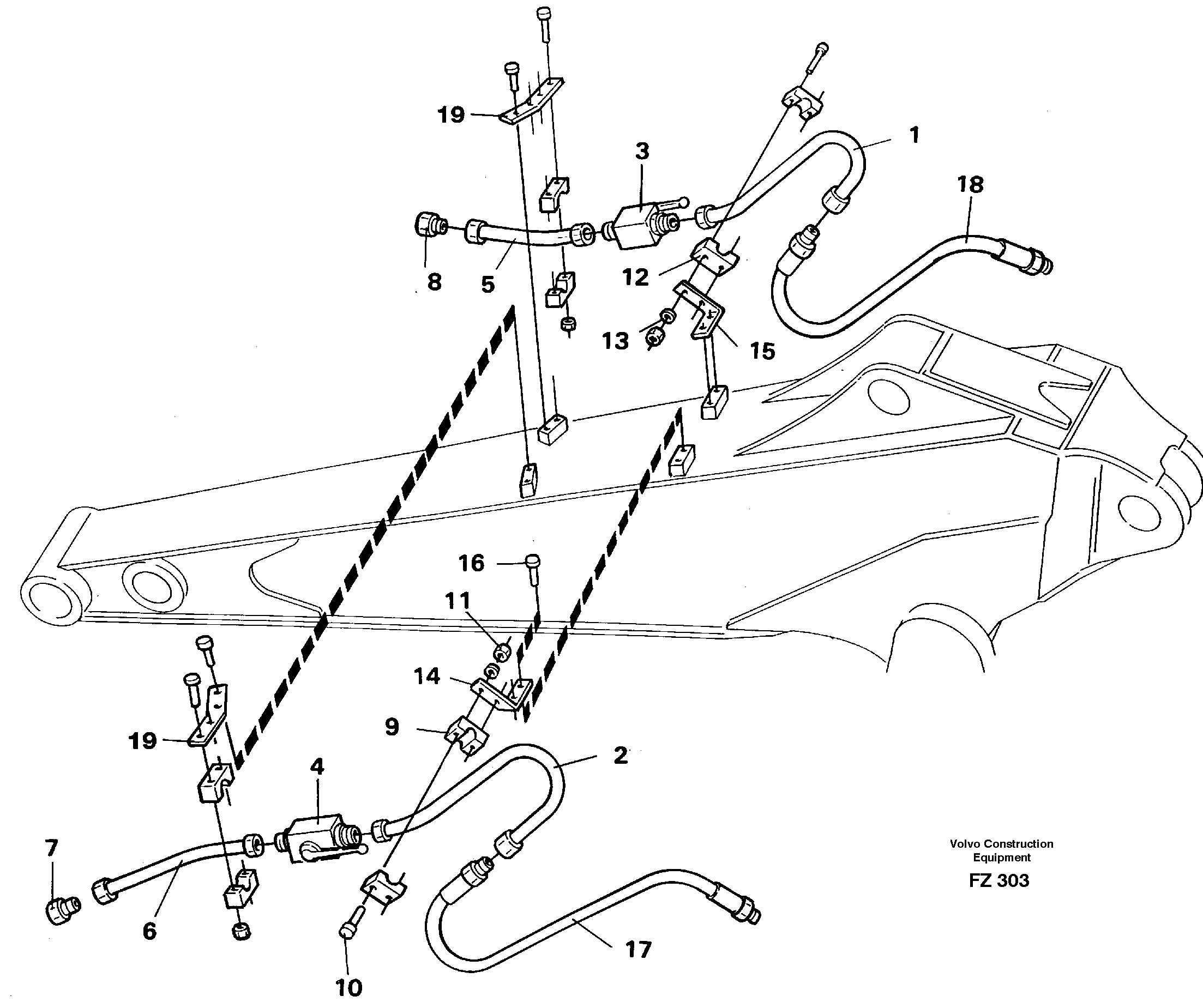 Hydraulic Hammer equipm. with shut-off cocks, Dipper arm 2.0m and 2.4m 14262398
					14253109 — volvo parts diagram