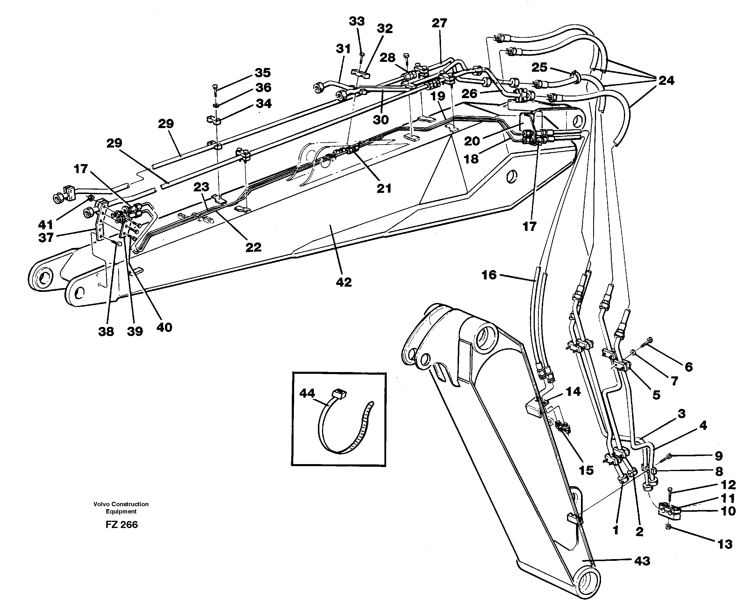 Pipes and fittings, adjustable boom 14267963 — volvo parts diagram