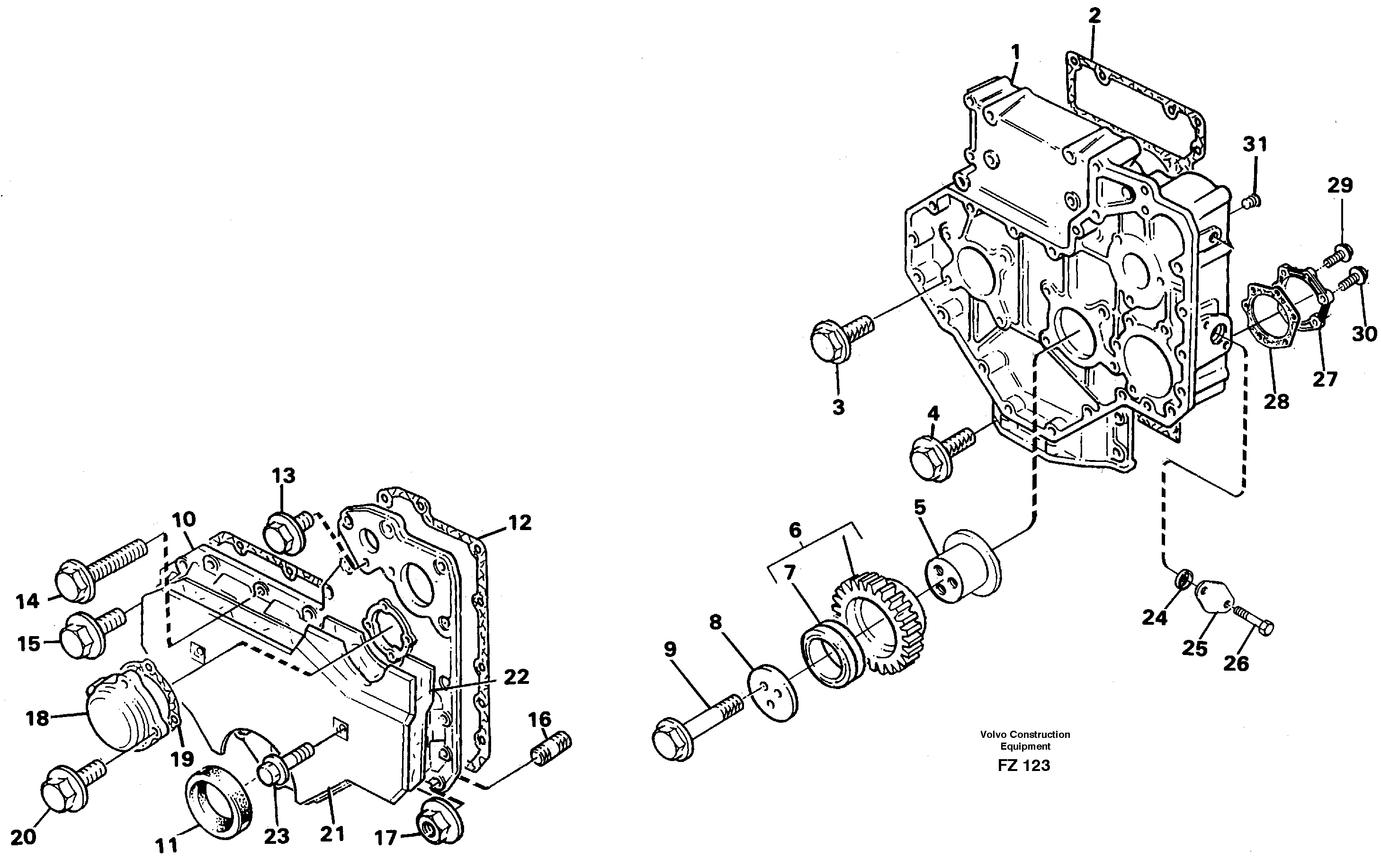 Timing gear casing — volvo parts diagram