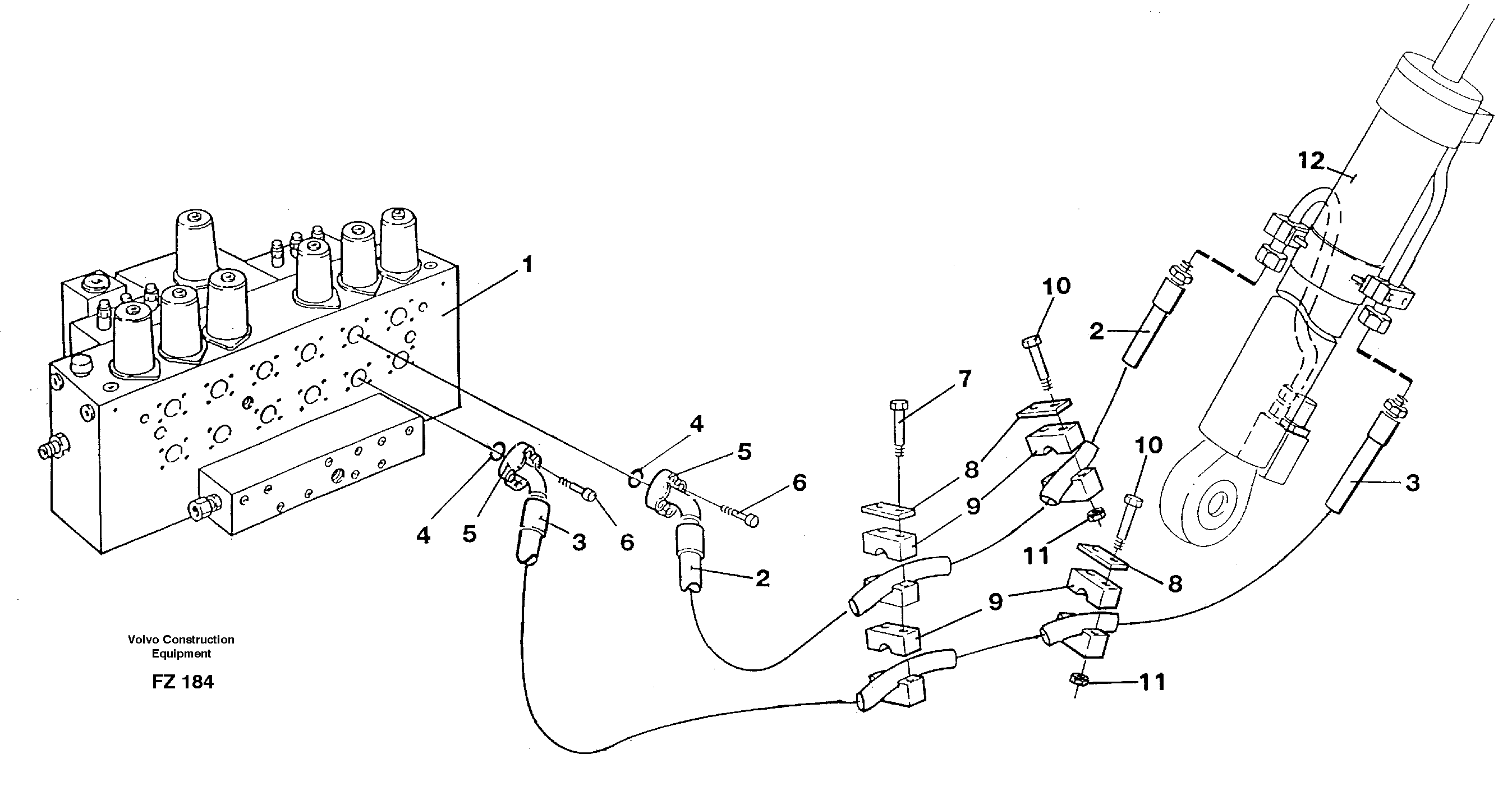 Hydraulic system, boom — volvo parts diagram