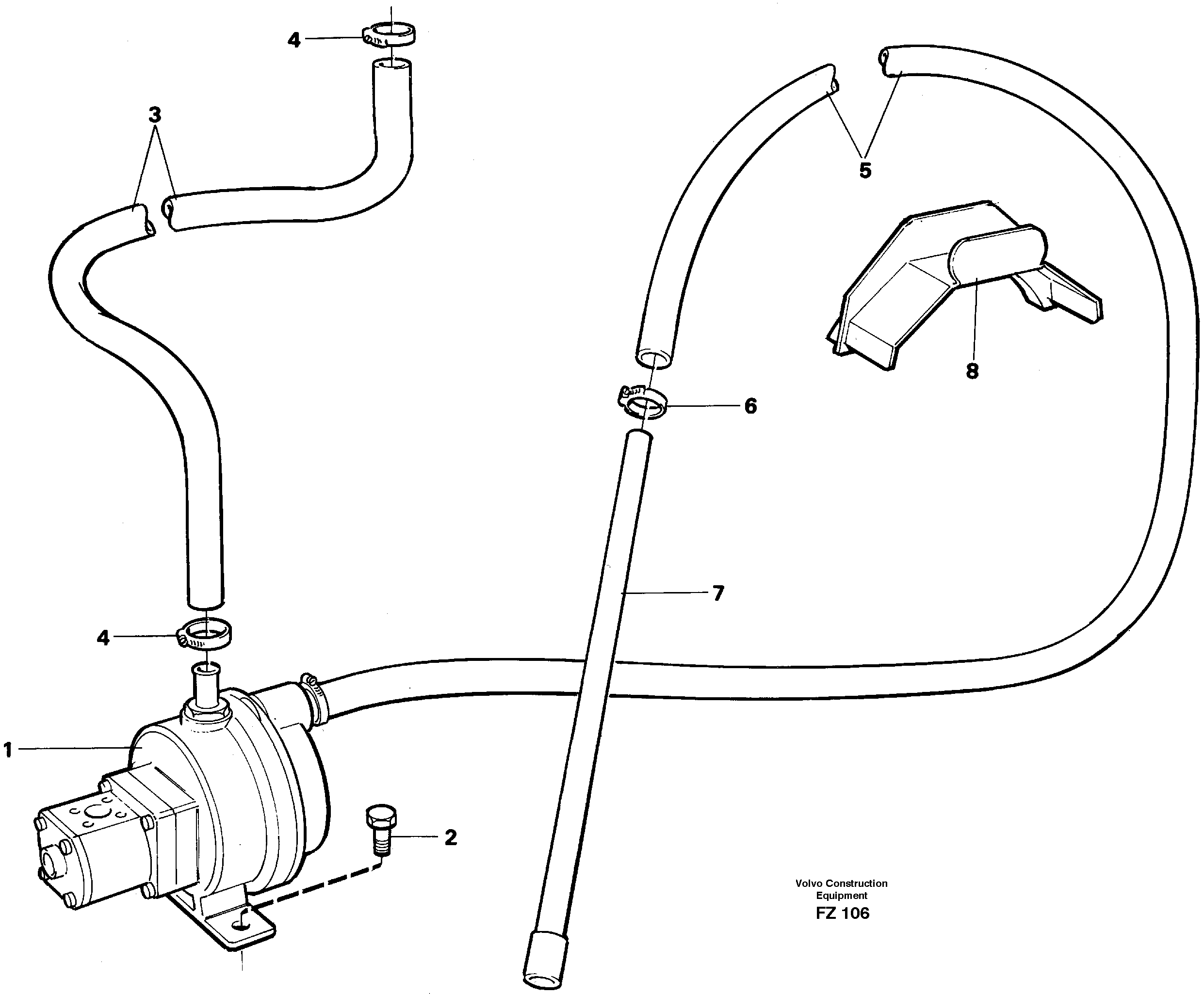 Fuelfilling pump with hoses — volvo parts diagram