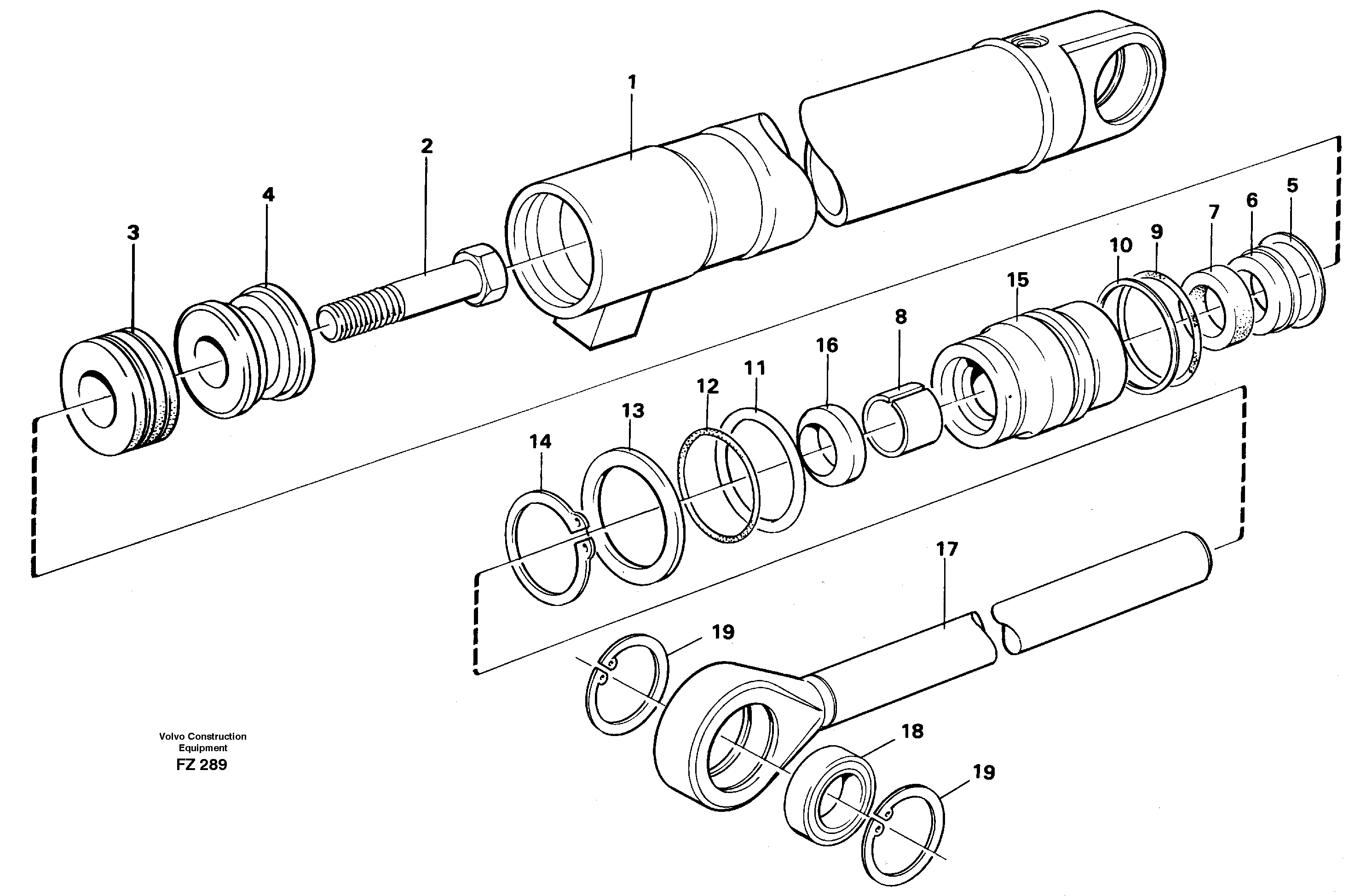 Hydraulic cylinder 14265051 — volvo parts diagram